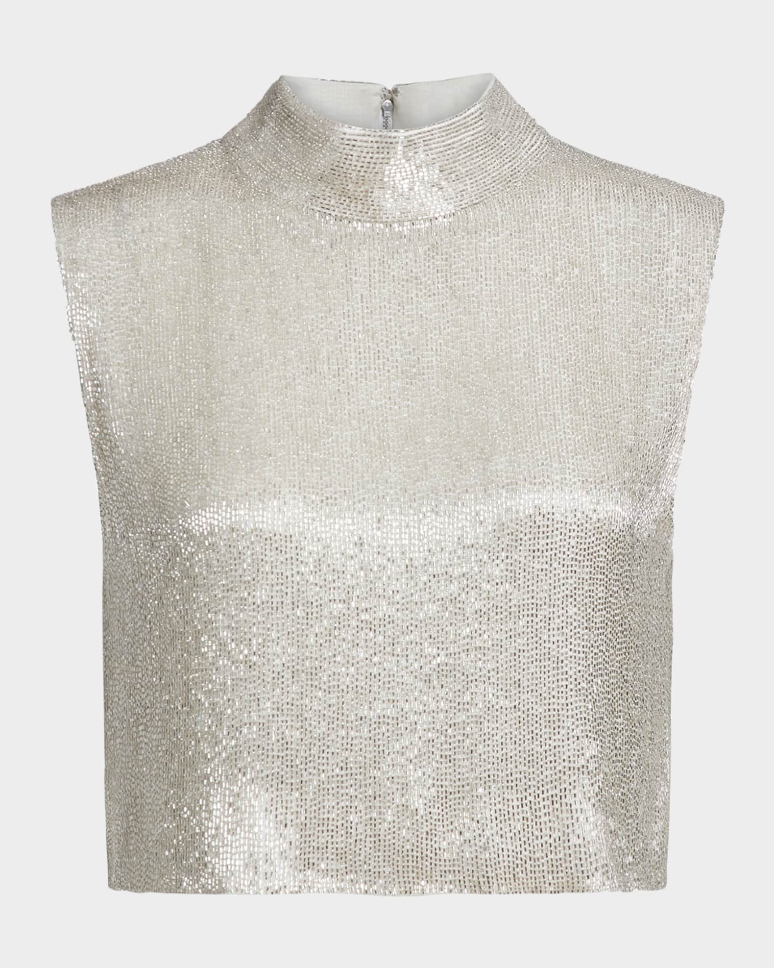 Gigi Embellished Silk Tank Top 0