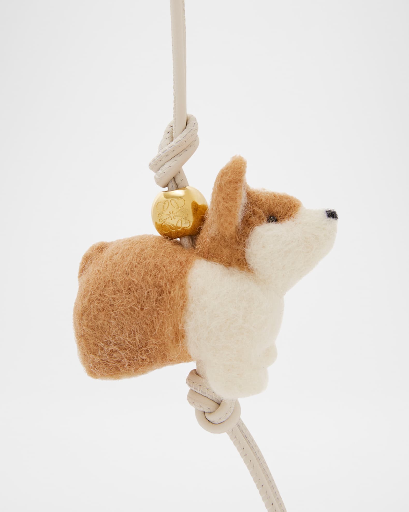 キーホルダー・キーリング LOEWE Multicolor Leather And Felt Corgi Key Ring Loewe Corgi Charm in Leather and Wool | Neiman Marcus