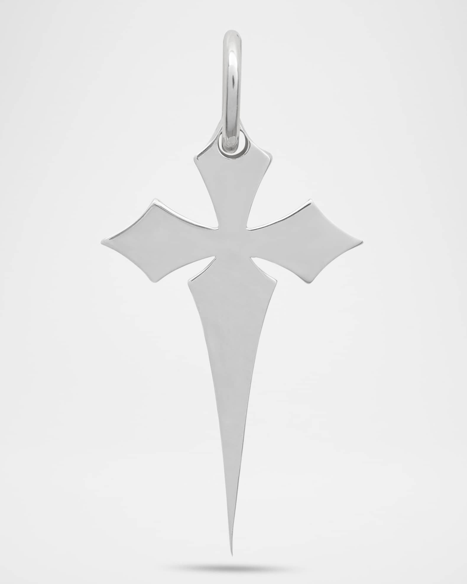 The Cross Gothic Style High Polish Silver Ivory Enamel Pendant 1