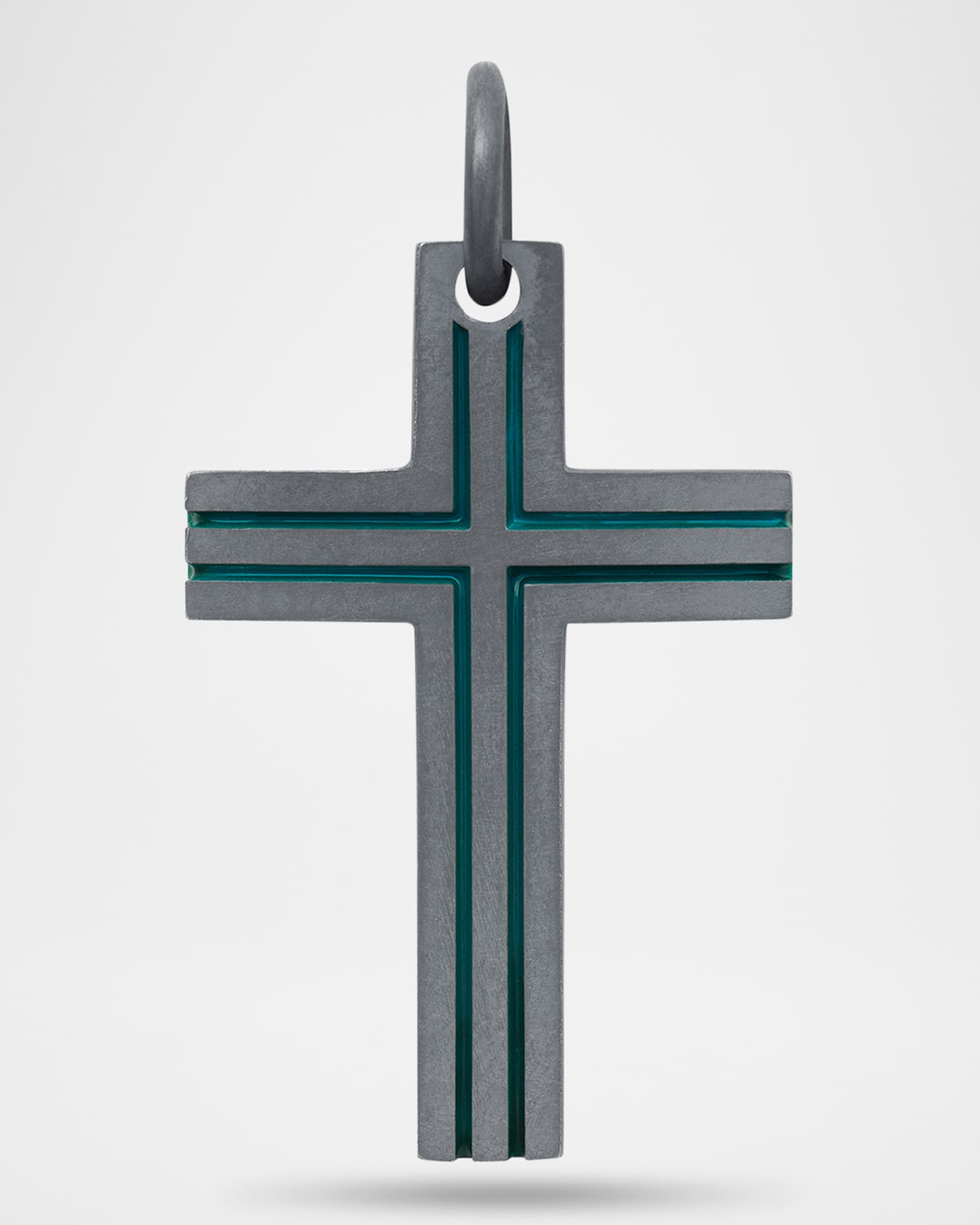 Men's The Cross Oxidized Sterling Silver Art Deco Cross Pendant 0