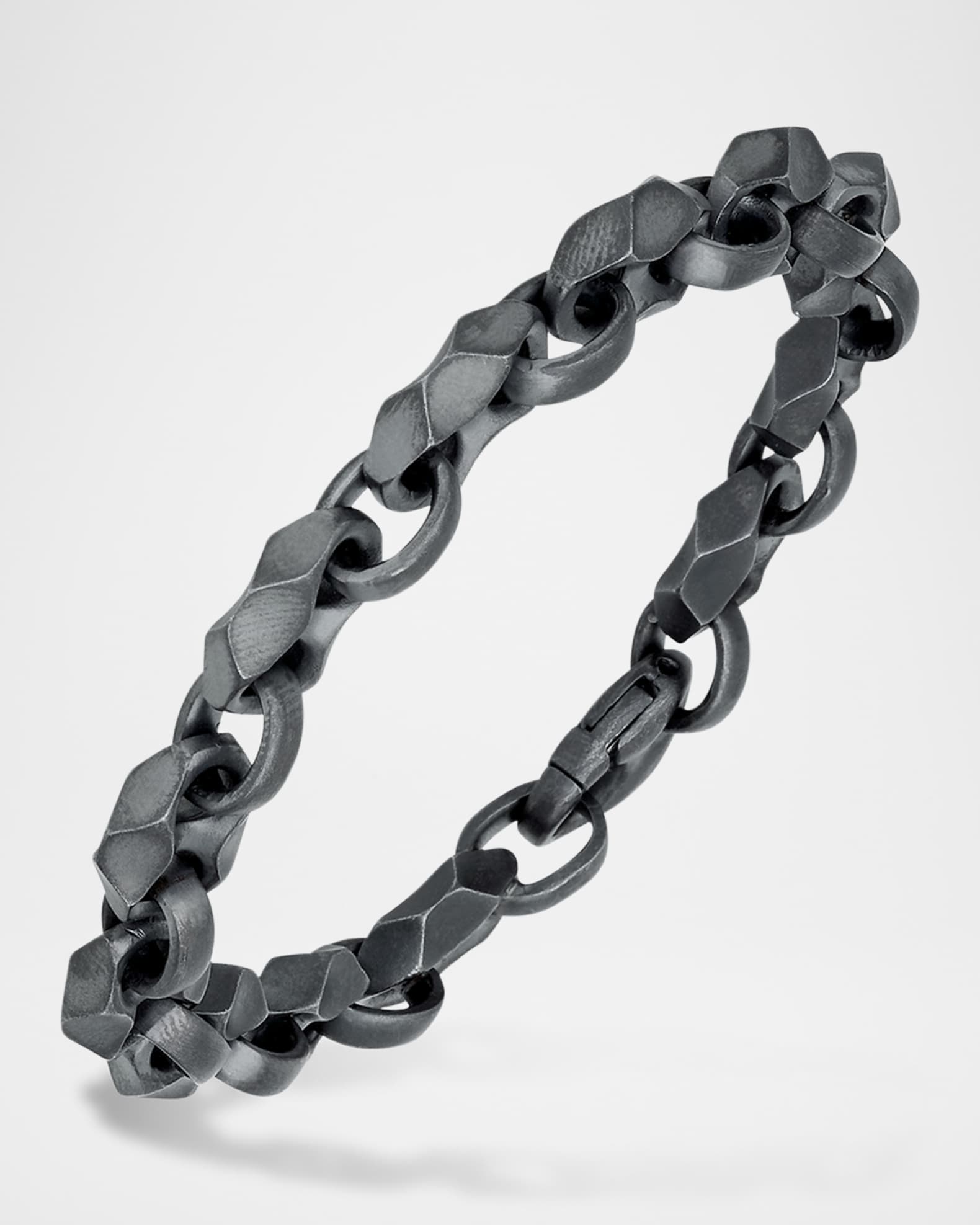 Men's Ulysses Oxidized Sterling Silver Faceted Link Bracelet 0
