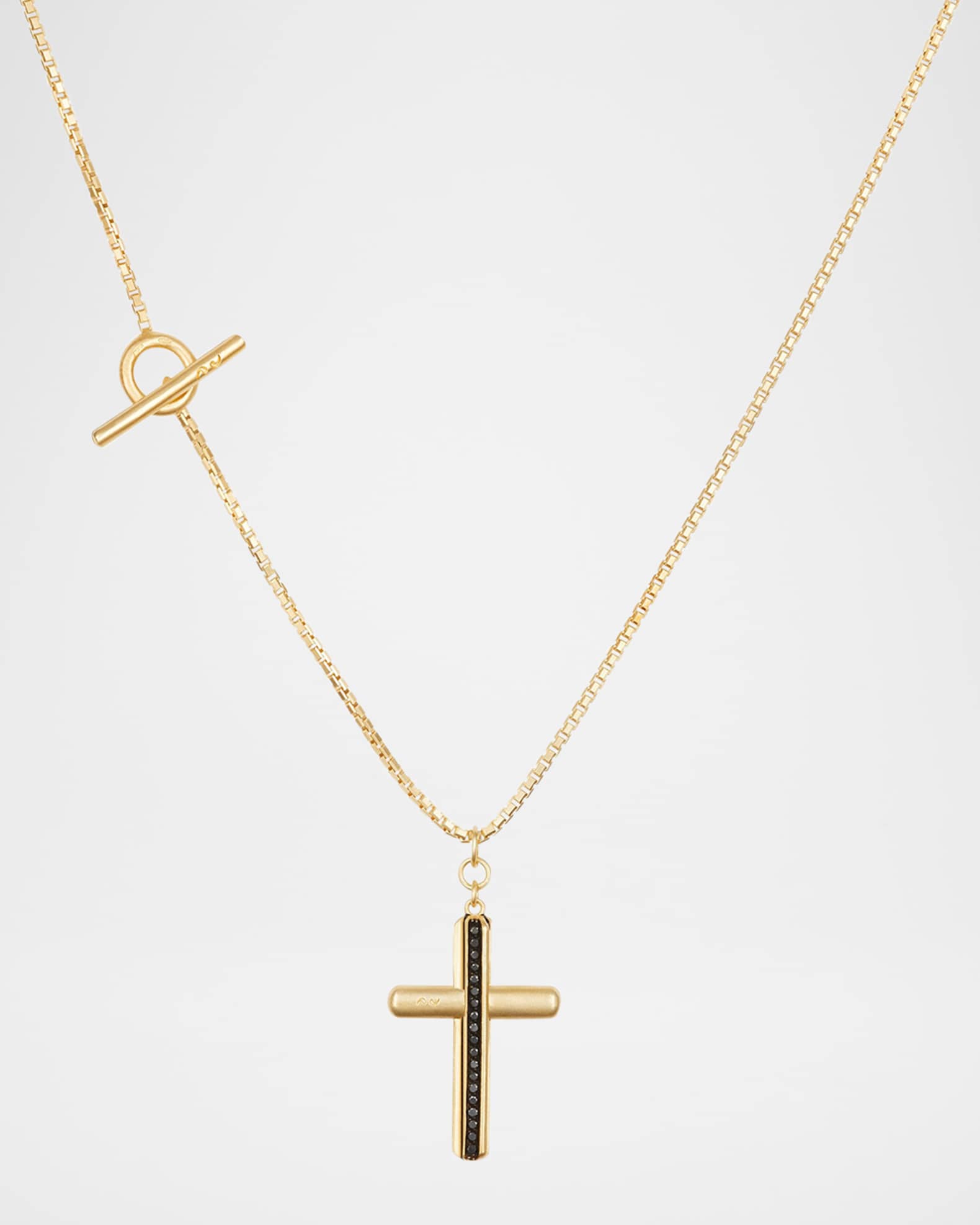 Men's Acies 18K Gold Vermeil Black Diamond Cross Pendant Necklace 0