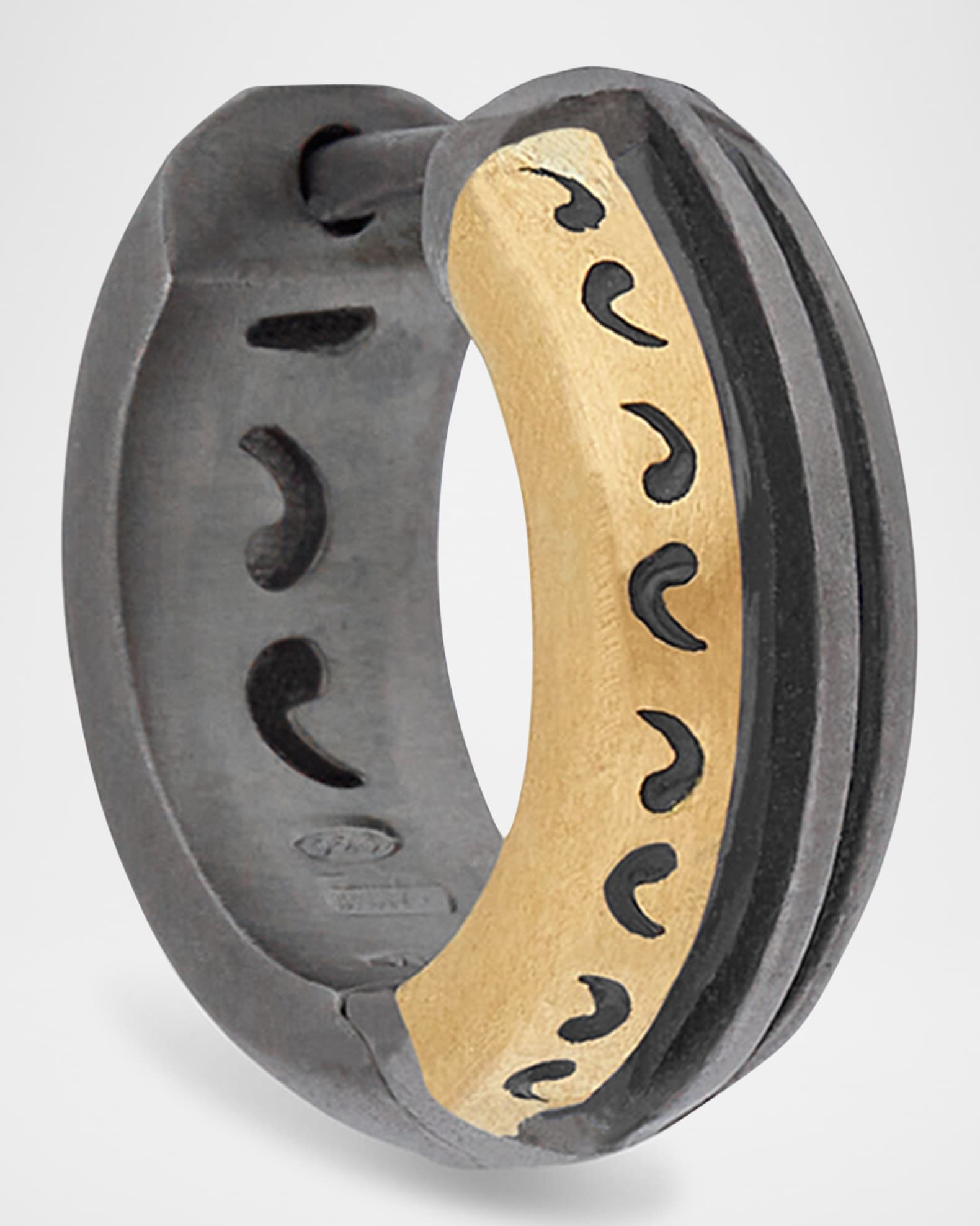 Acies Wide Mixed-Metal Huggie Earring with Black Enamel, Single 0