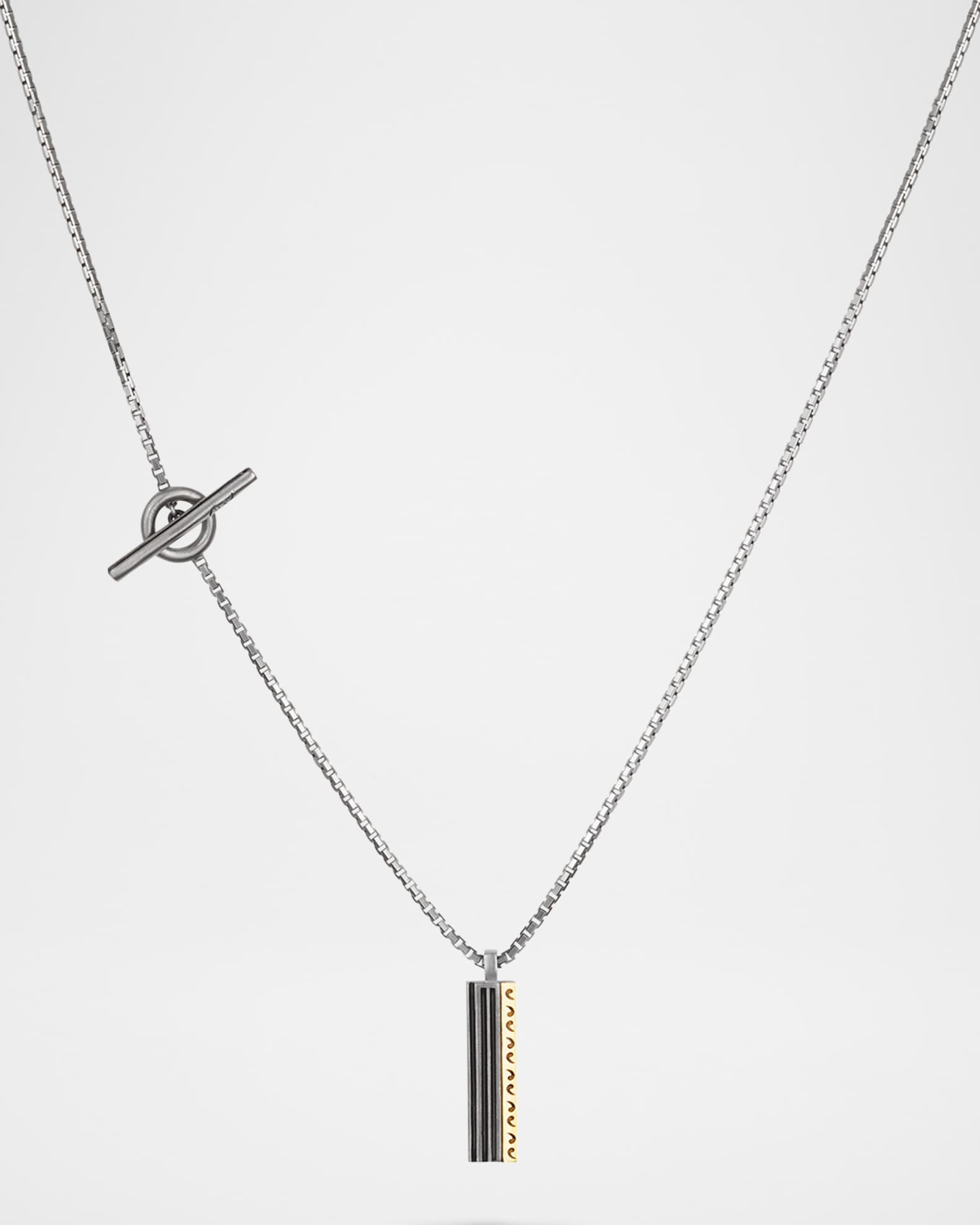Men's Acies 18K Yellow Gold & Blacken Sterling Silver Bar Pendant Necklace, 24.5"L 0