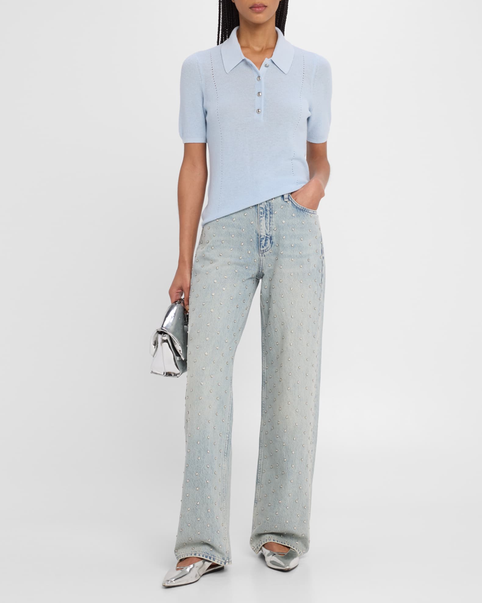 Shea High-Rise Relaxed Straight Embellished Jeans 1