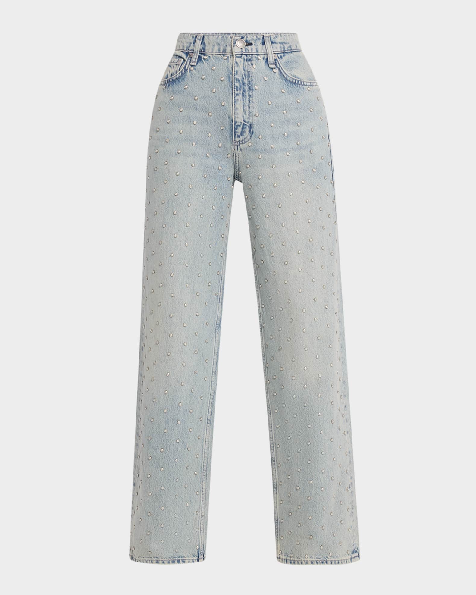 Shea High-Rise Relaxed Straight Embellished Jeans 0