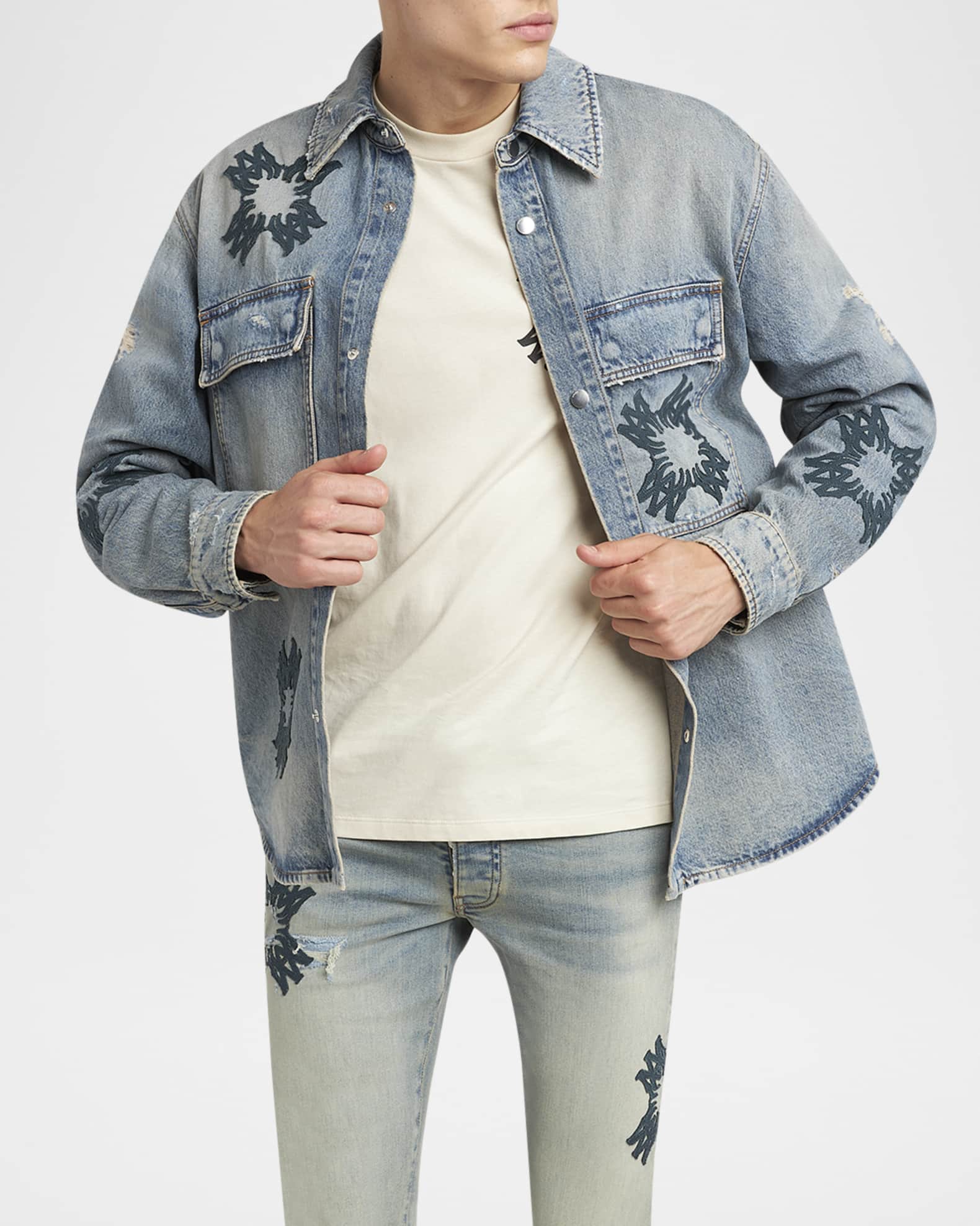 『5年保証』 MA Men's Amiri Quad Marcus Neiman | Overshirt Denim ジャケット・アウター