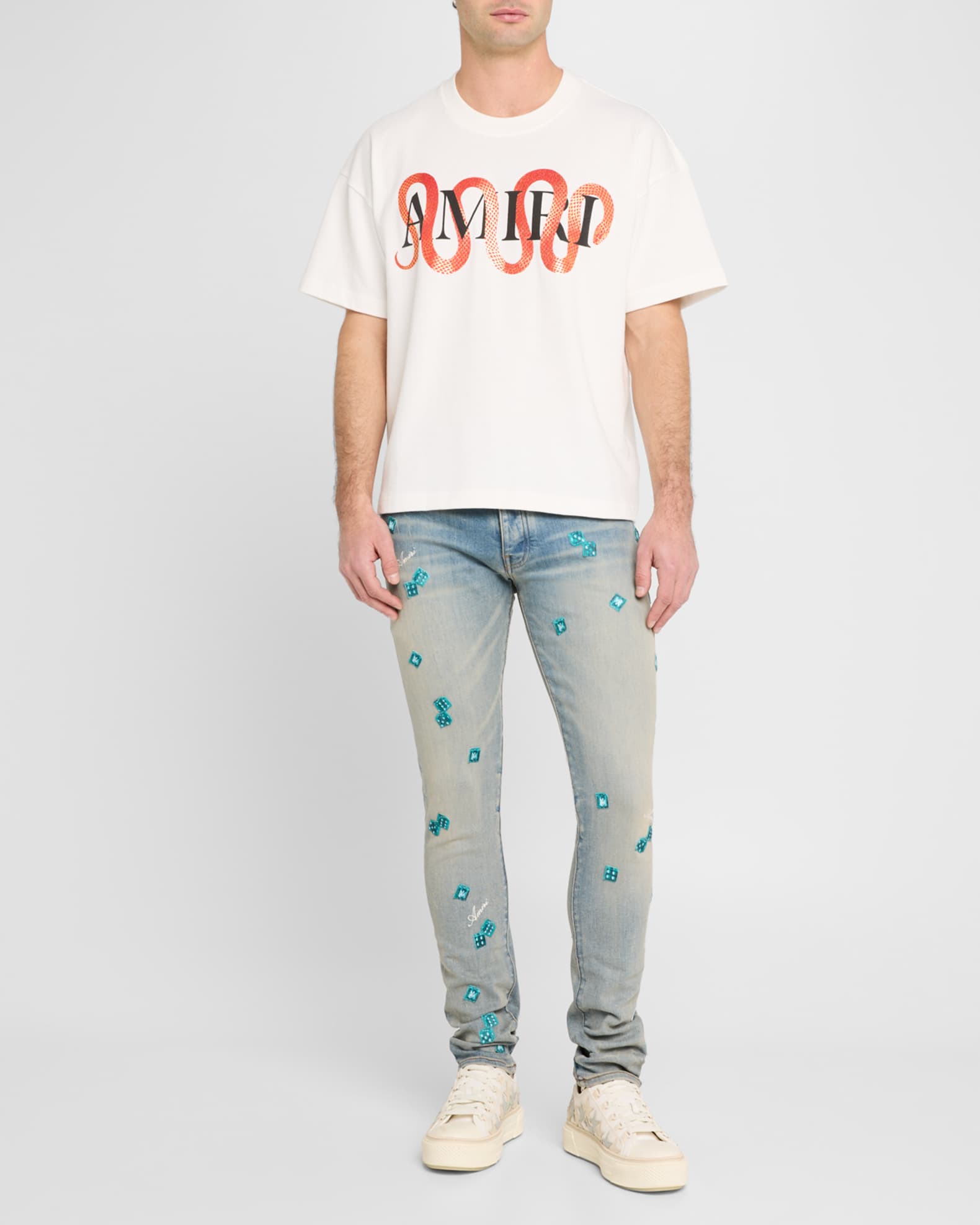 Amiri Men's Dice Skinny Jeans | Neiman Marcus