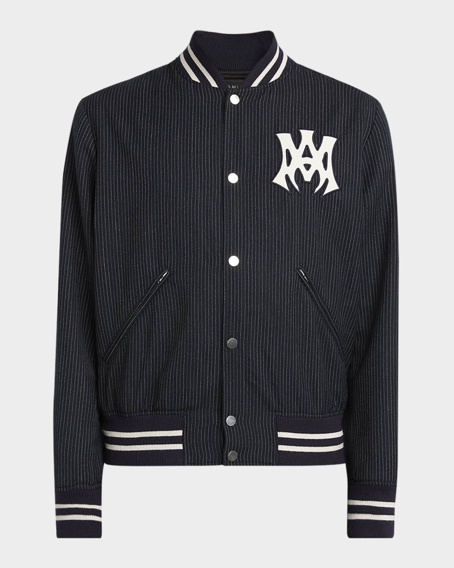 Amiri Men's MA Hollywood Pinstripe Bomber Jacket | Neiman Marcus Amiri Men's MA Hollywood Pinstripe Bomber Jacket | Neiman Marcus