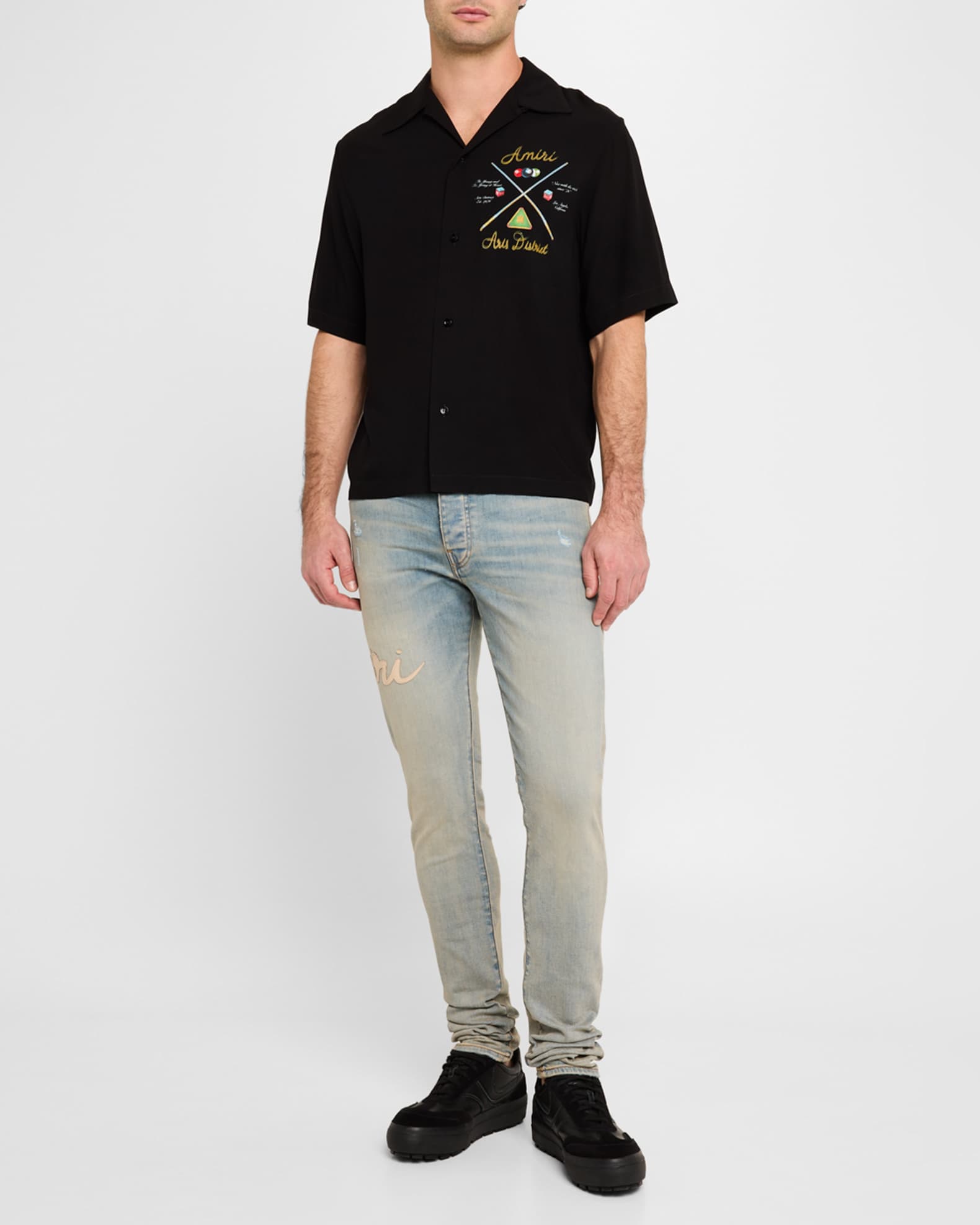 Amiri Men's Pool Cue Bowling Shirt | Neiman Marcus
