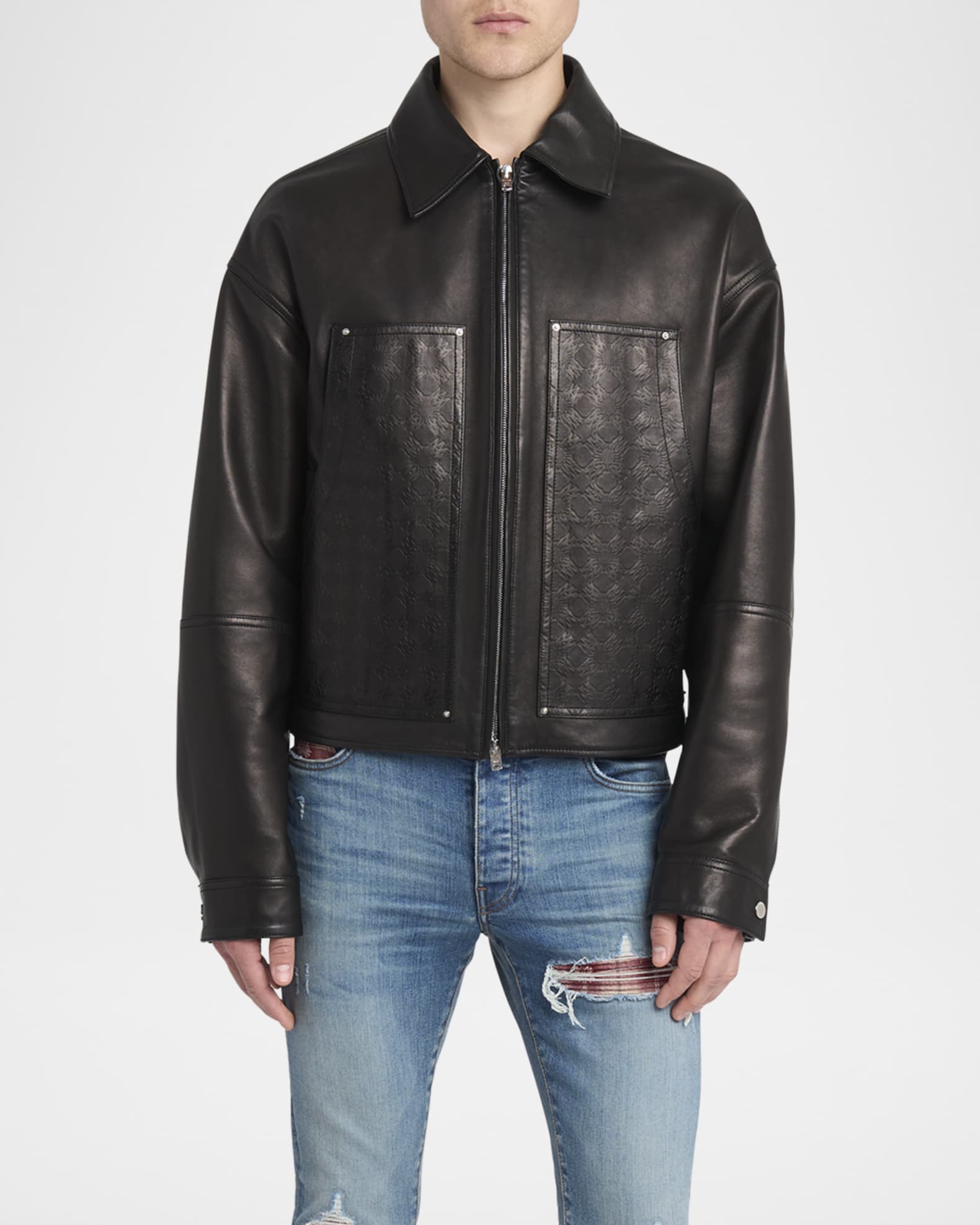 Amiri Men's MA Quad Leather Work Jacket | Neiman Marcus