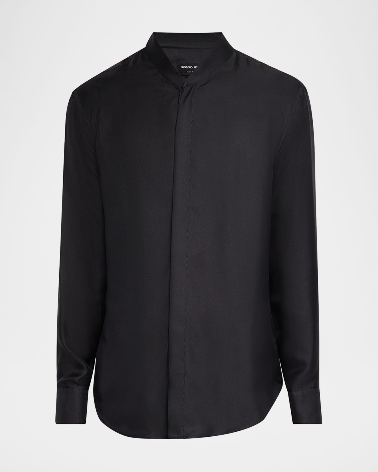 Men's Silk Dress Shirt with Stand Collar  0