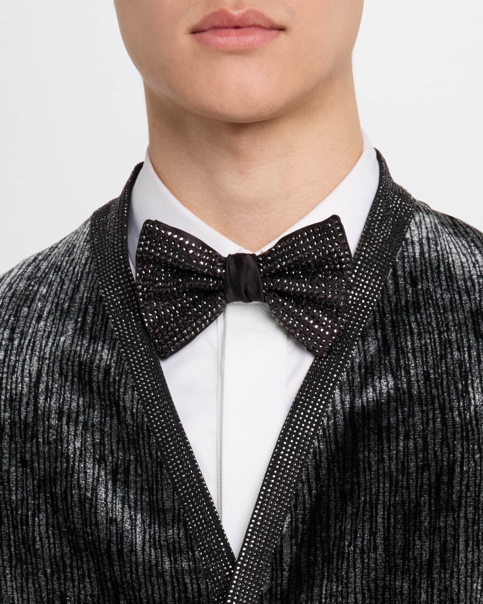 Men's Crystal-Embellished Silk Bow Tie 1