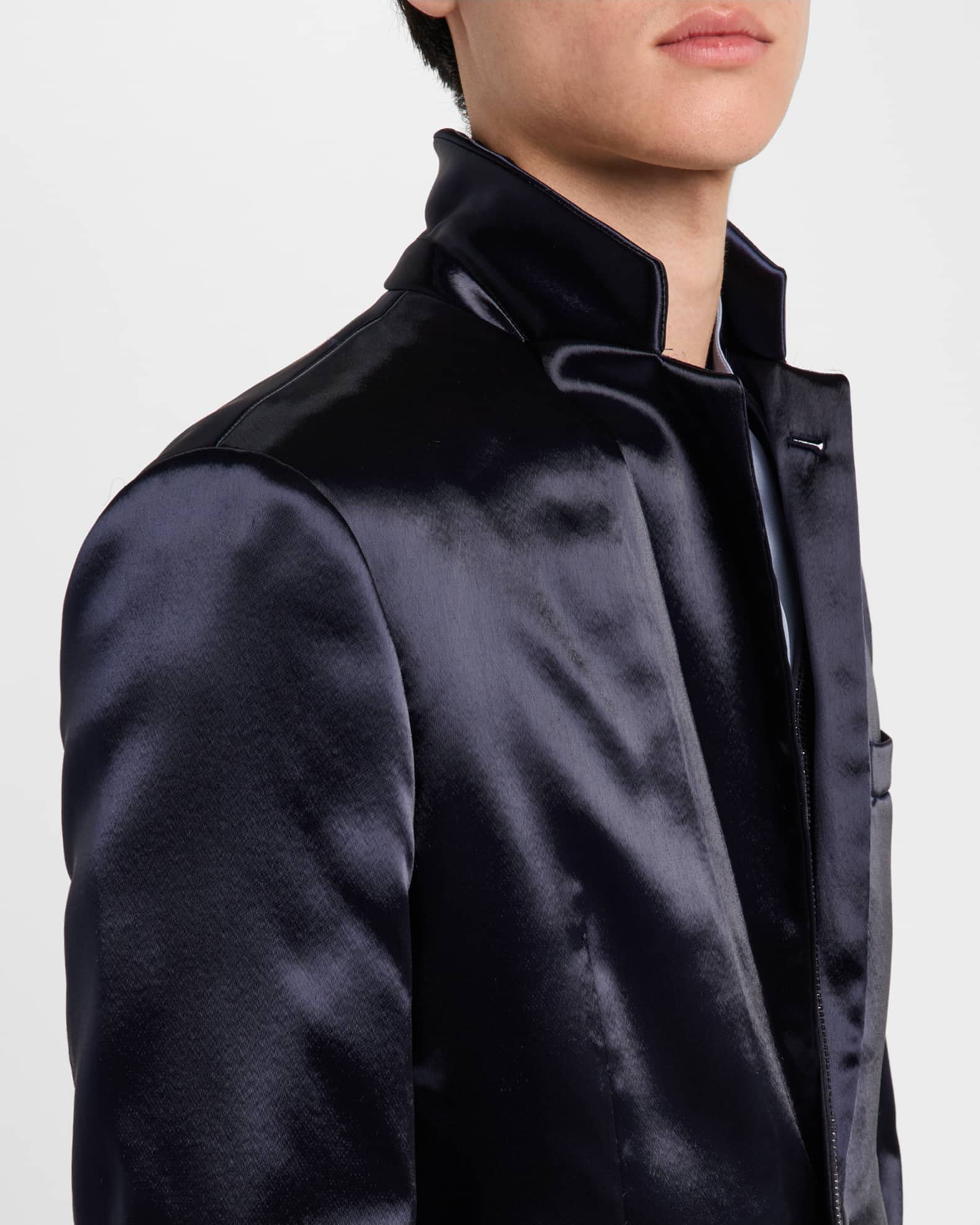 ジャケット GIORGIO ARMANI JACKET WITH TONE-ON-TONE RHINESTONE INSERTS Giorgio Armani Men's Soho Rhinestone-Trim Tuxedo Jacket