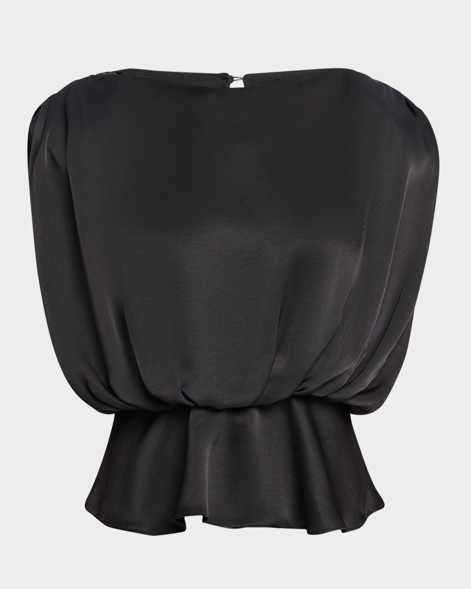 Saylor Strong-Shoulder Silky Satin Blouse 0