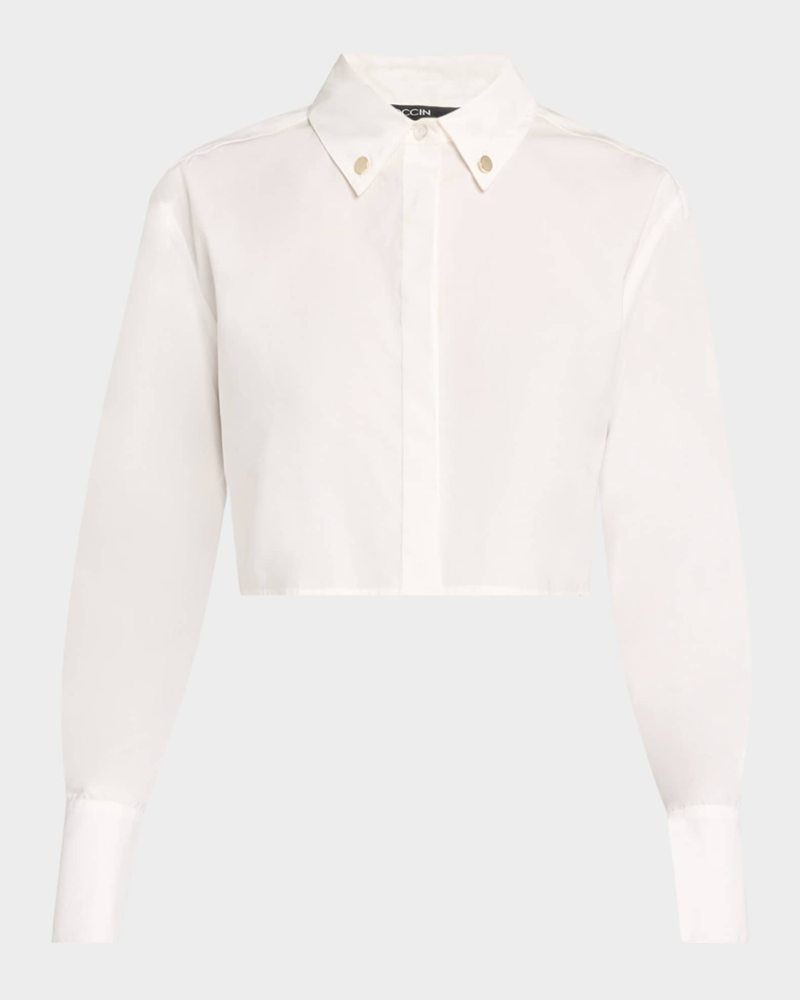 Anna Cropped Open-Back Boyfriend Shirt  0