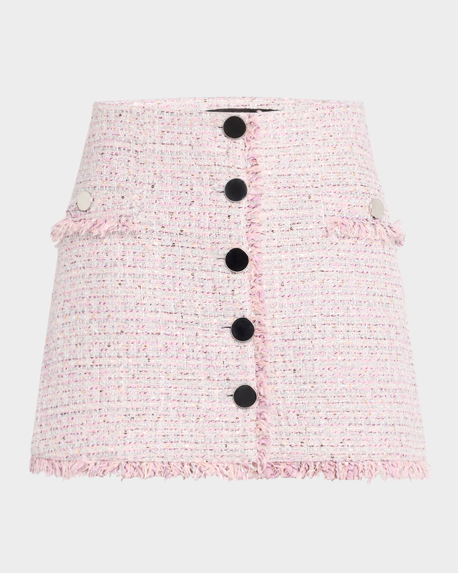 Ariel Button-Front Tweed Mini Skirt 0