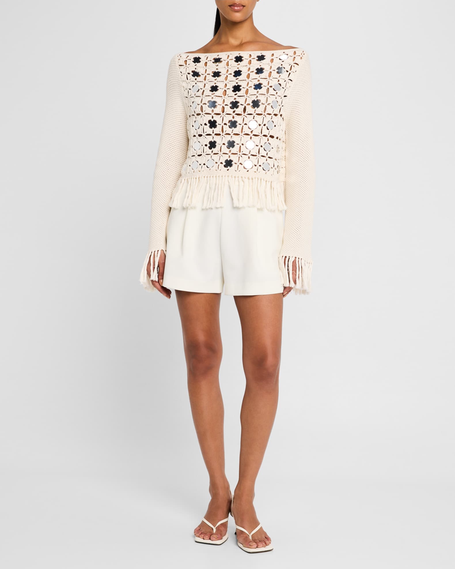 Camilla Mirror Long-Sleeve Fringe Top 1