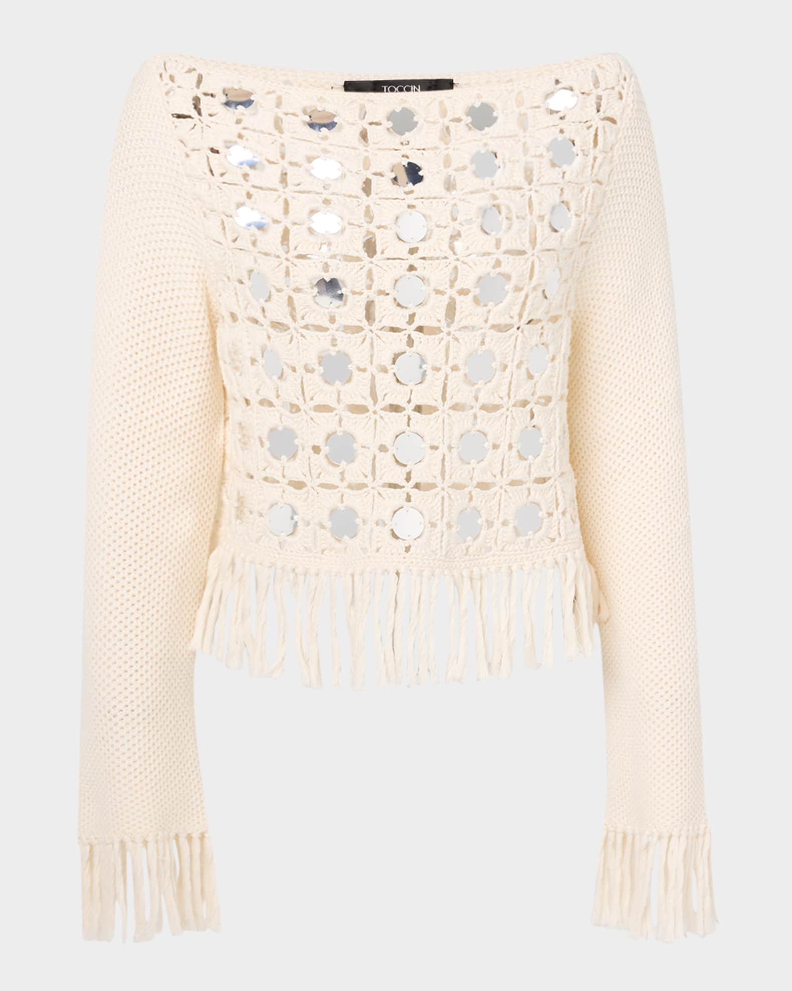 Camilla Mirror Long-Sleeve Fringe Top 0