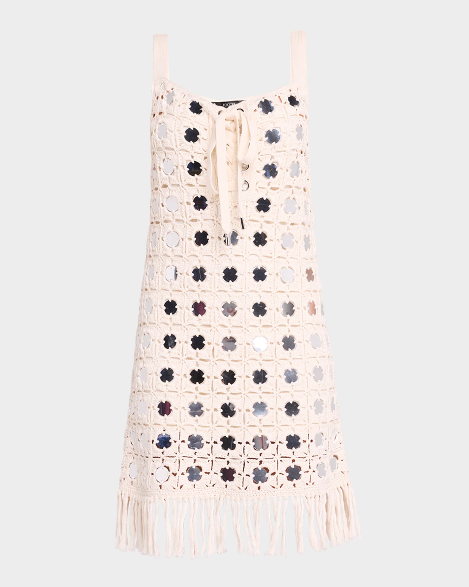 Brinkley Mirror Lace-Up Fringe Dress 0
