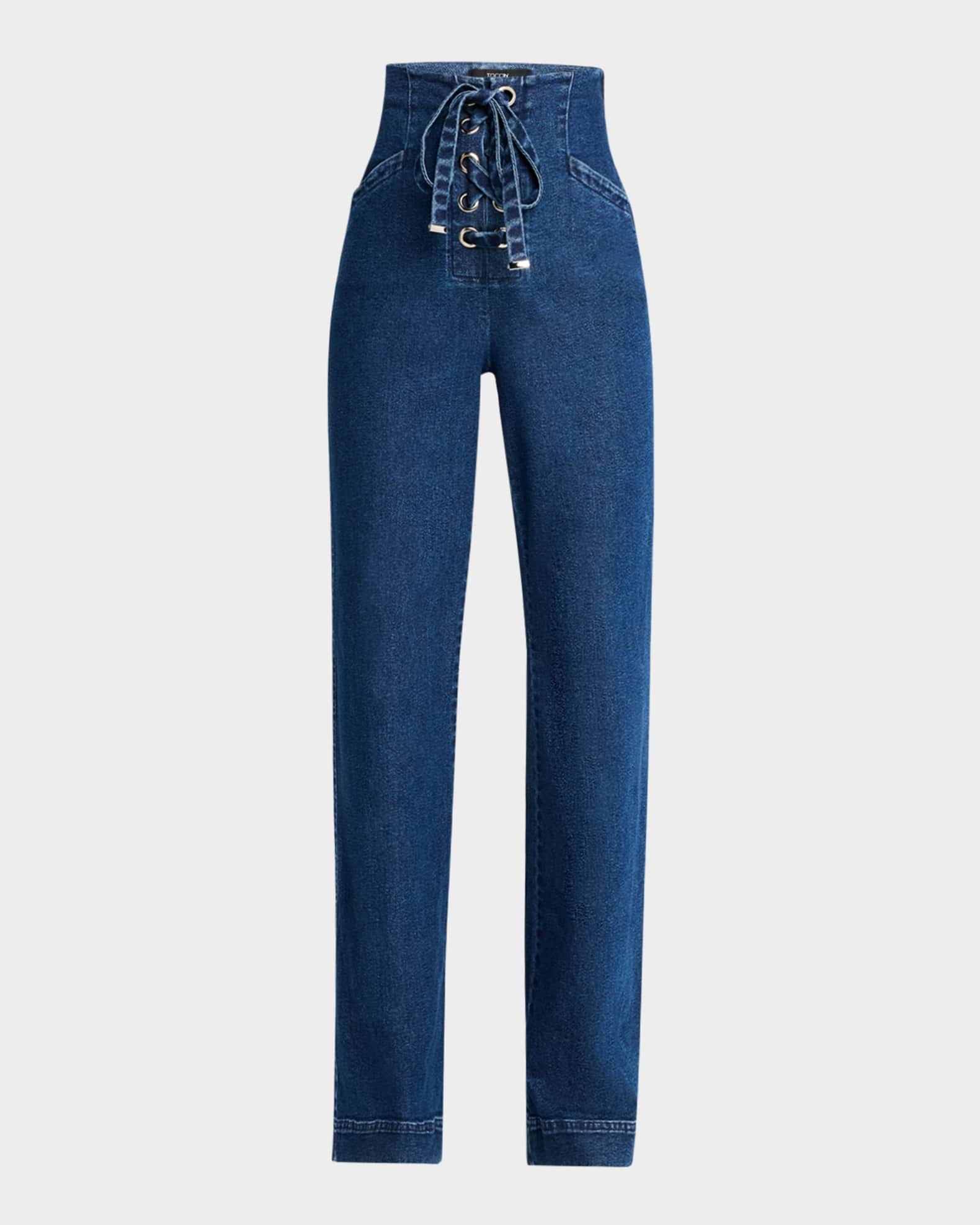 Birkin Denim Laced-Up Flare Pants 0