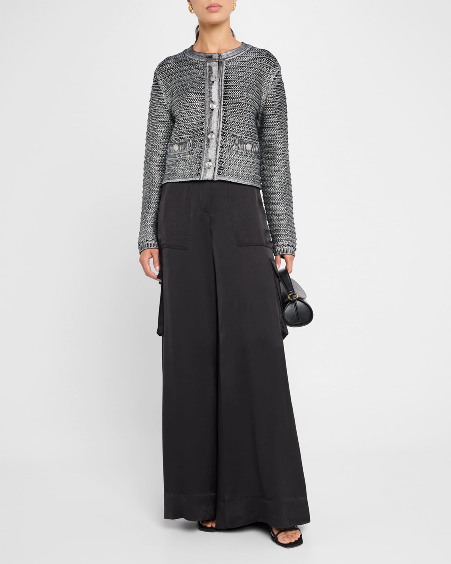 Cecilia Textured Cotton Metallic Knit Jacket 1