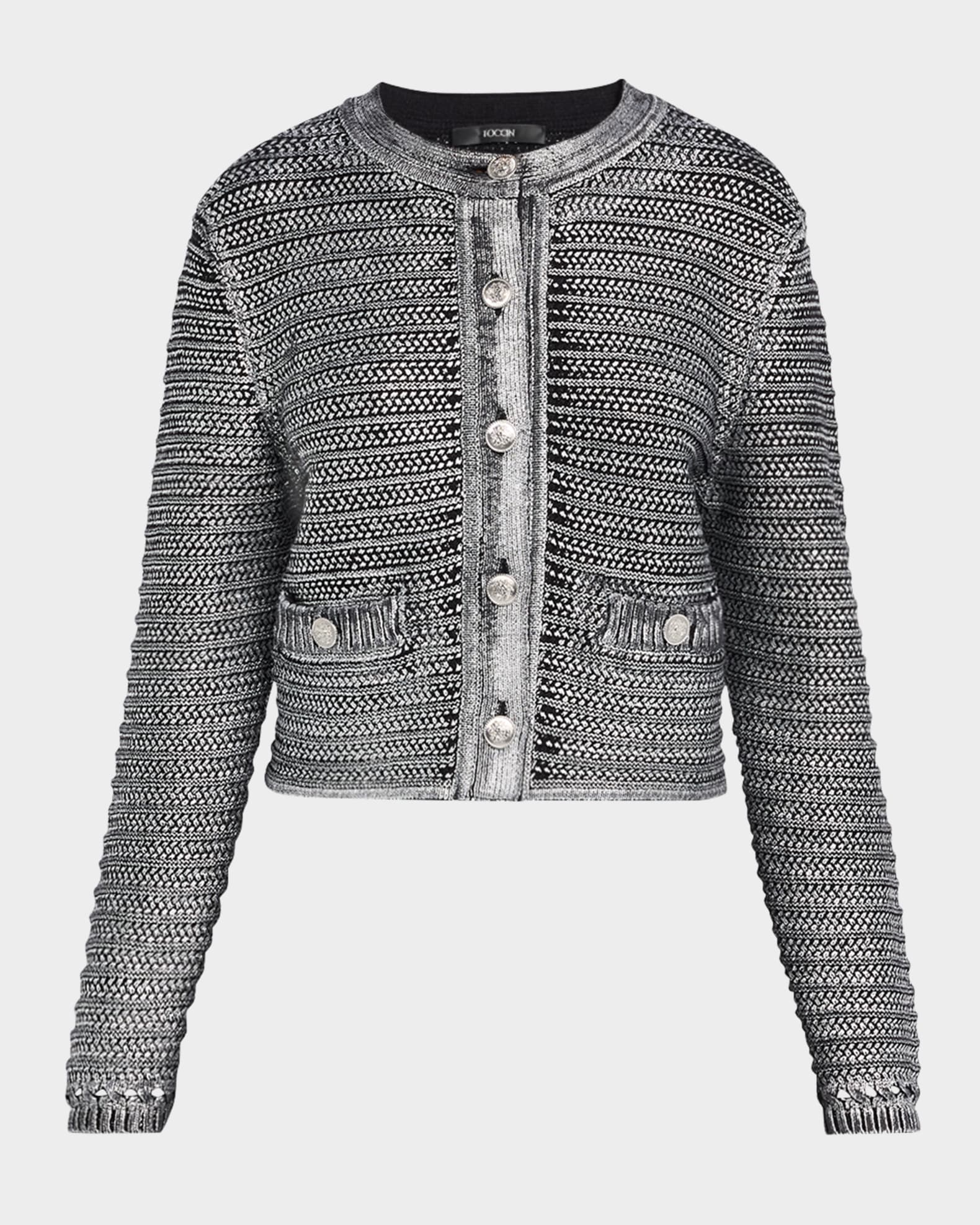 Cecilia Textured Cotton Metallic Knit Jacket 0