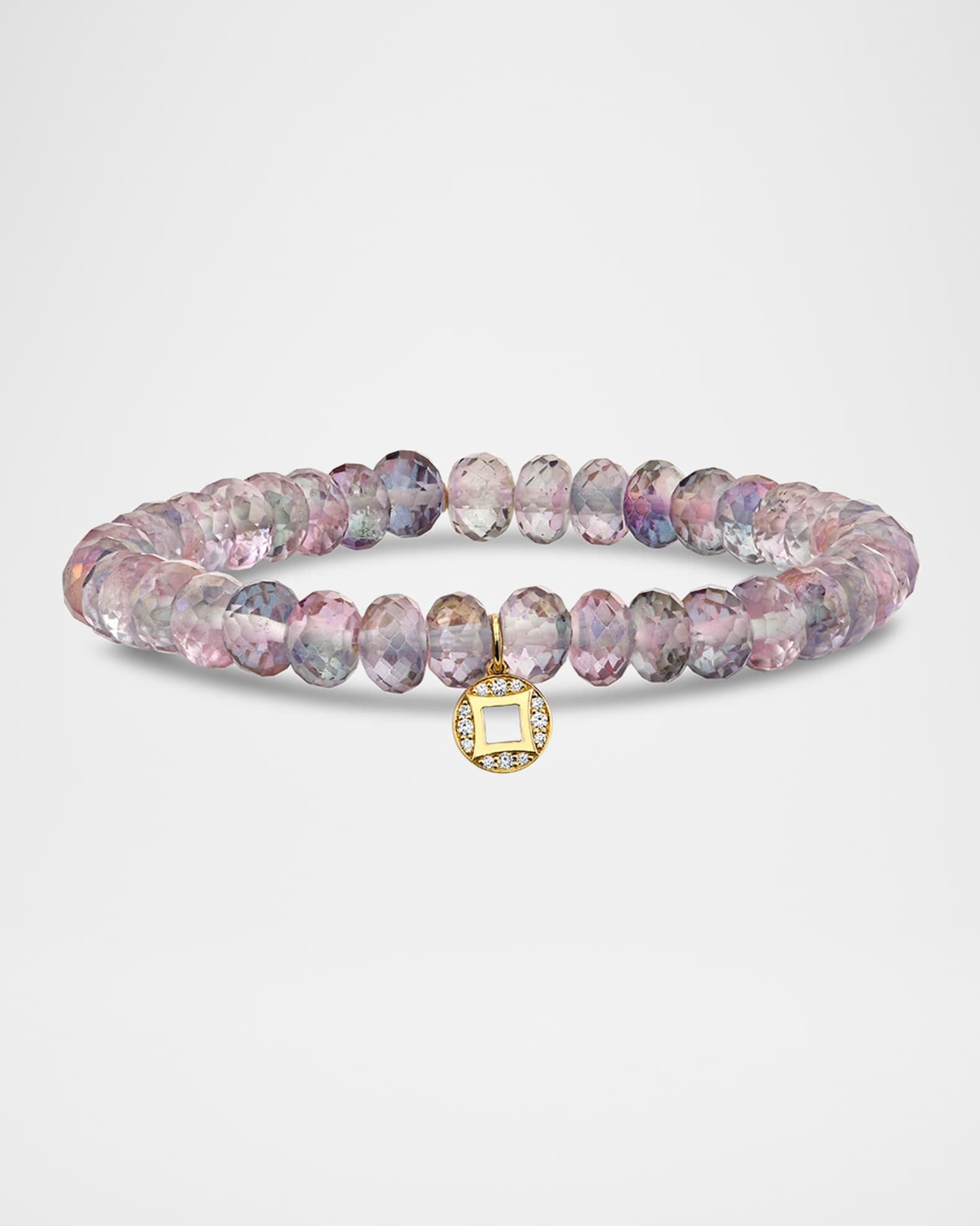 Diamond Lucky Charm Mystic Rainbow Quartz Bead Bracelet 0