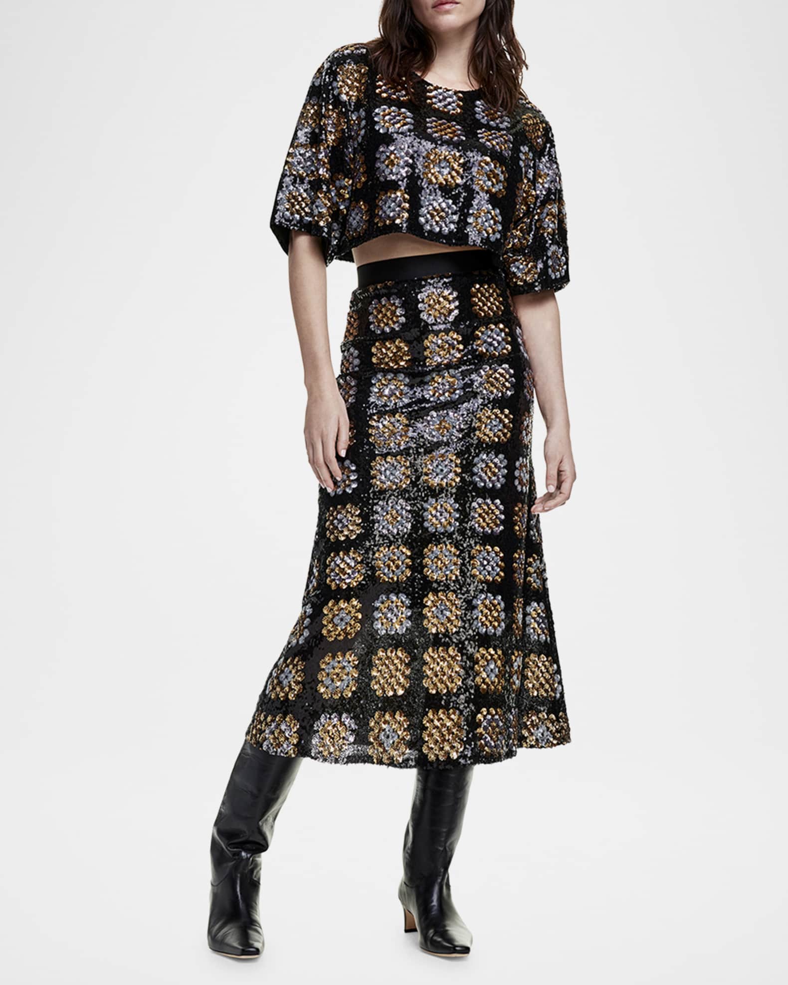 Smythe Sequined Midi Skirt Neiman Marcus