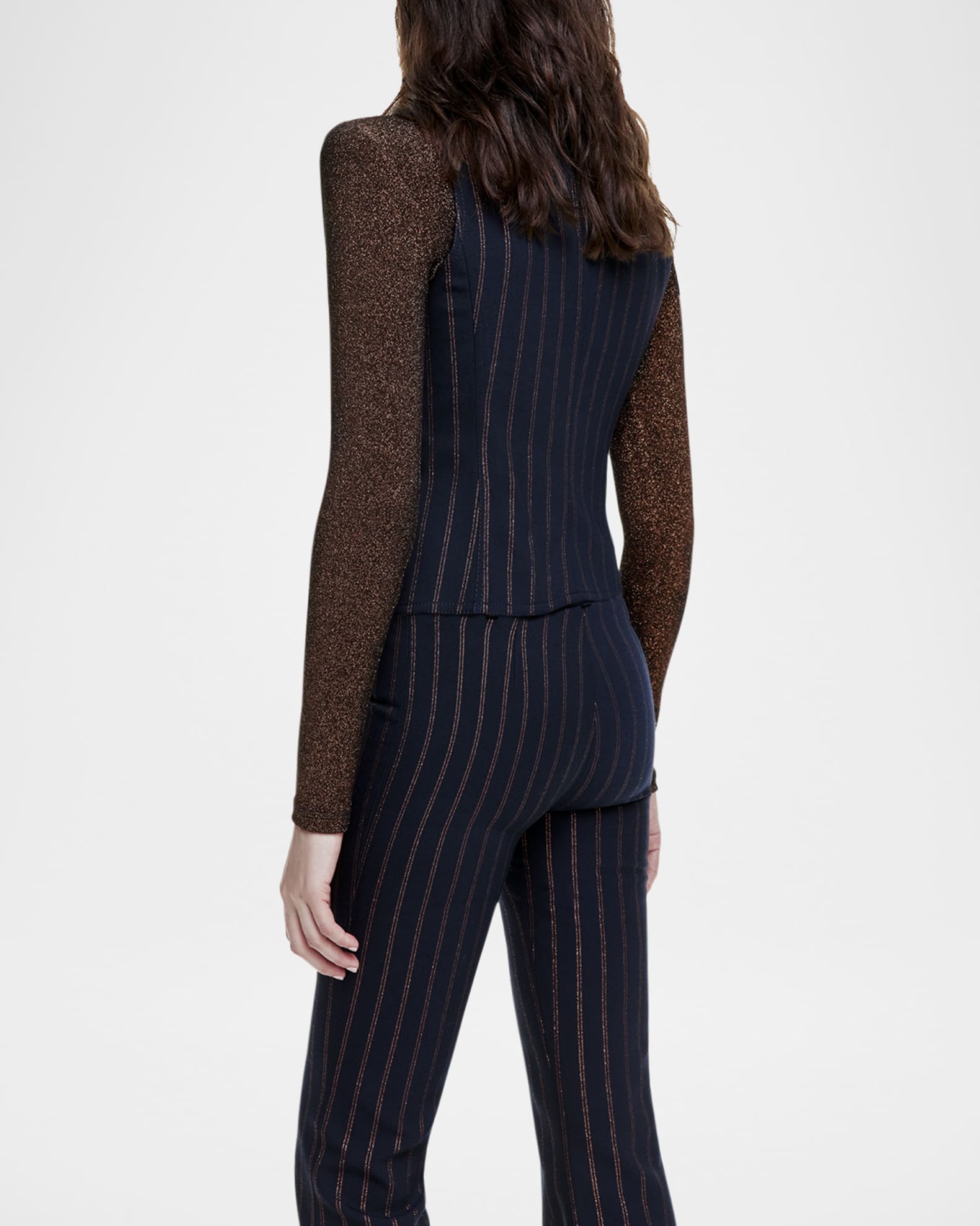 Striped Portrait-Neck Vest 1