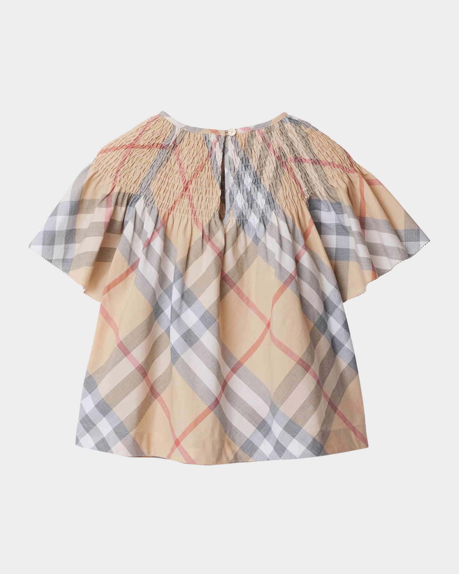 Girl's Cali Check Smocked Bishop Top, Size 2-14 1