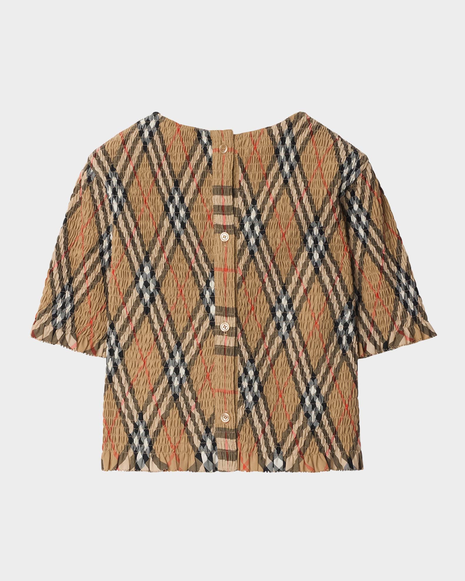 Girl's Madeline Smocked Check Ruffled Top 1
