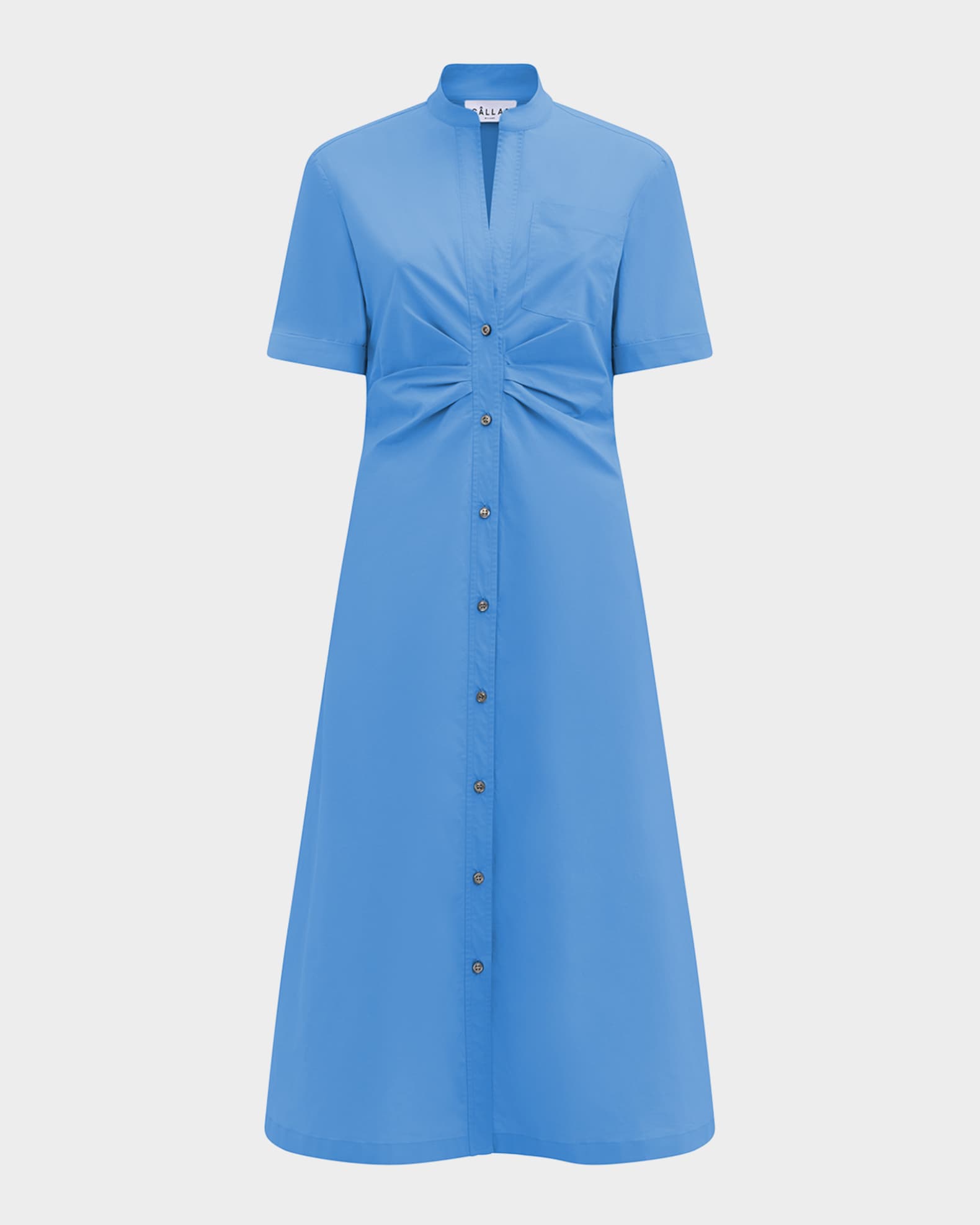 Noor Ruched Stretch Cotton Midi Shirtdress 0