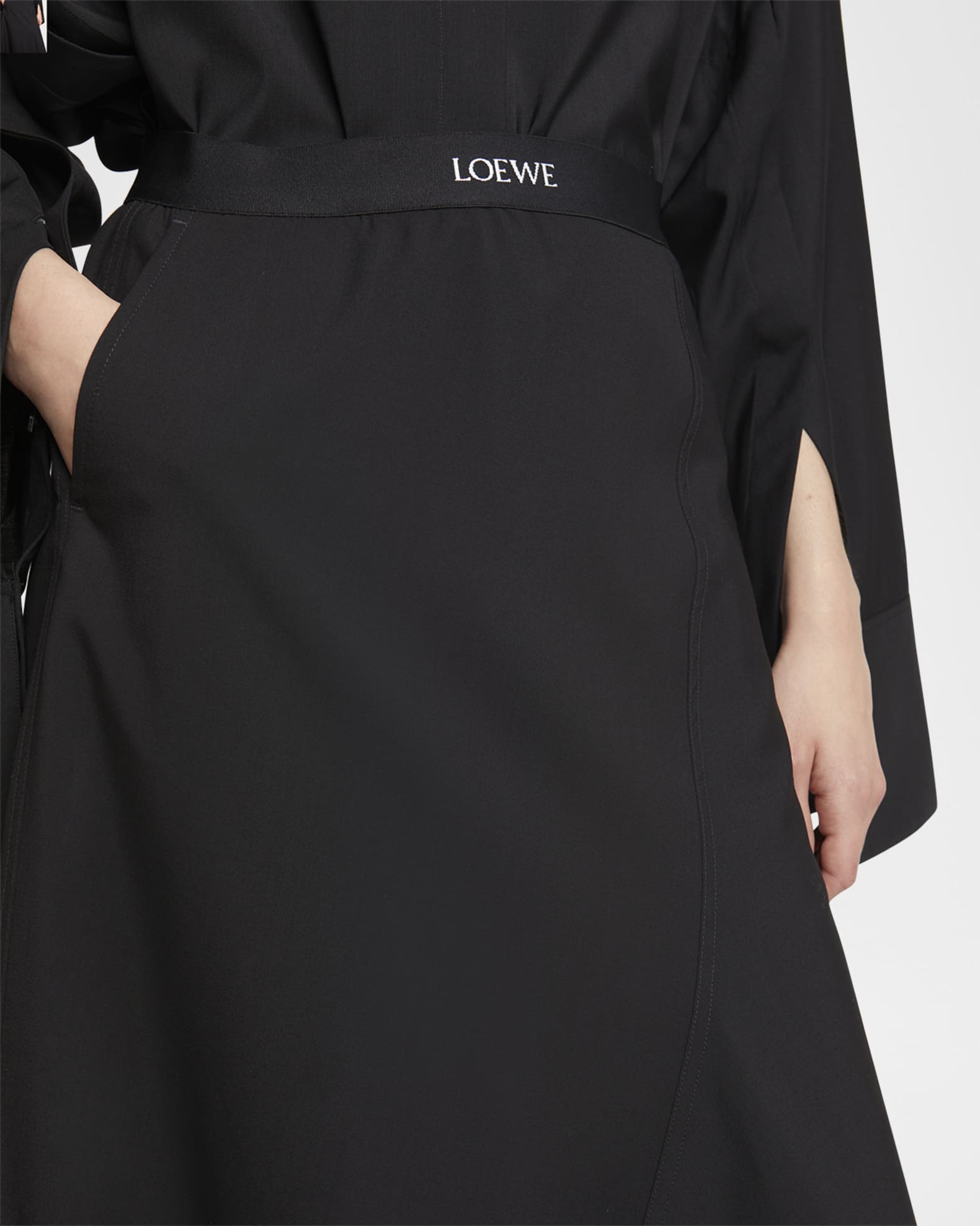 Loewe Asymmetric Midi Skirt with Logo Detail | Neiman Marcus