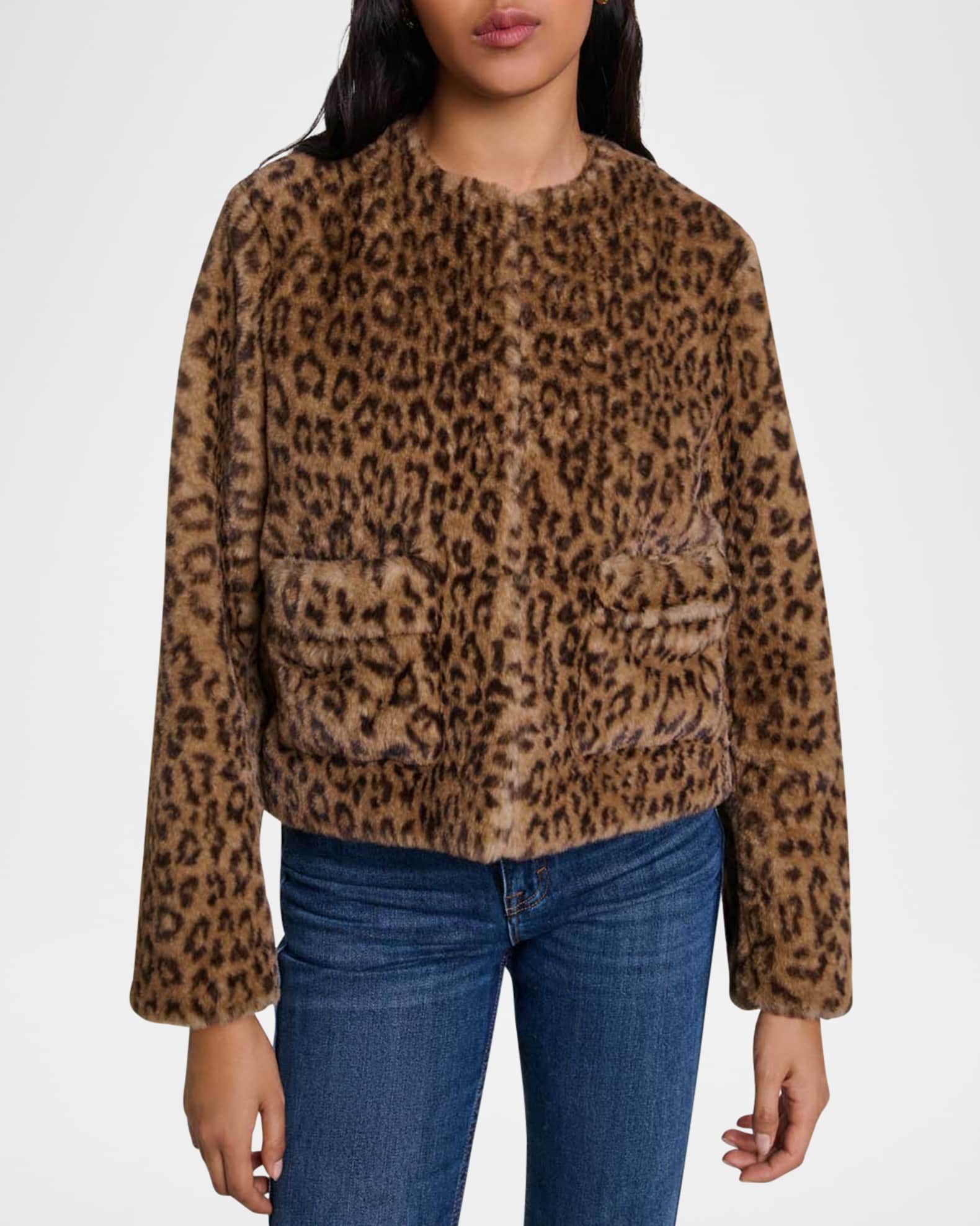Trina turk leopard faux fur coat cheap