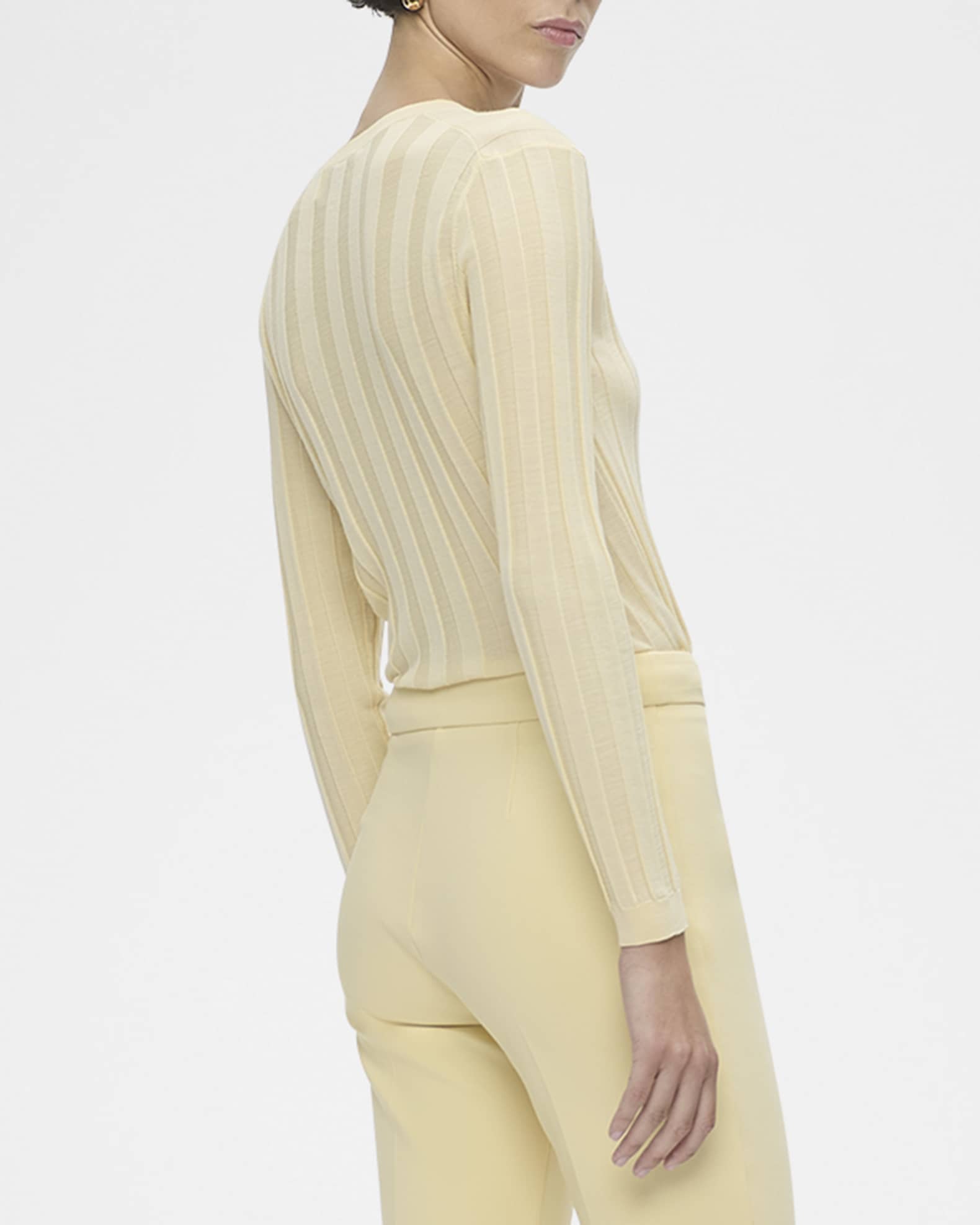 Rione Ribbed V-Neck Wool Sweater 1