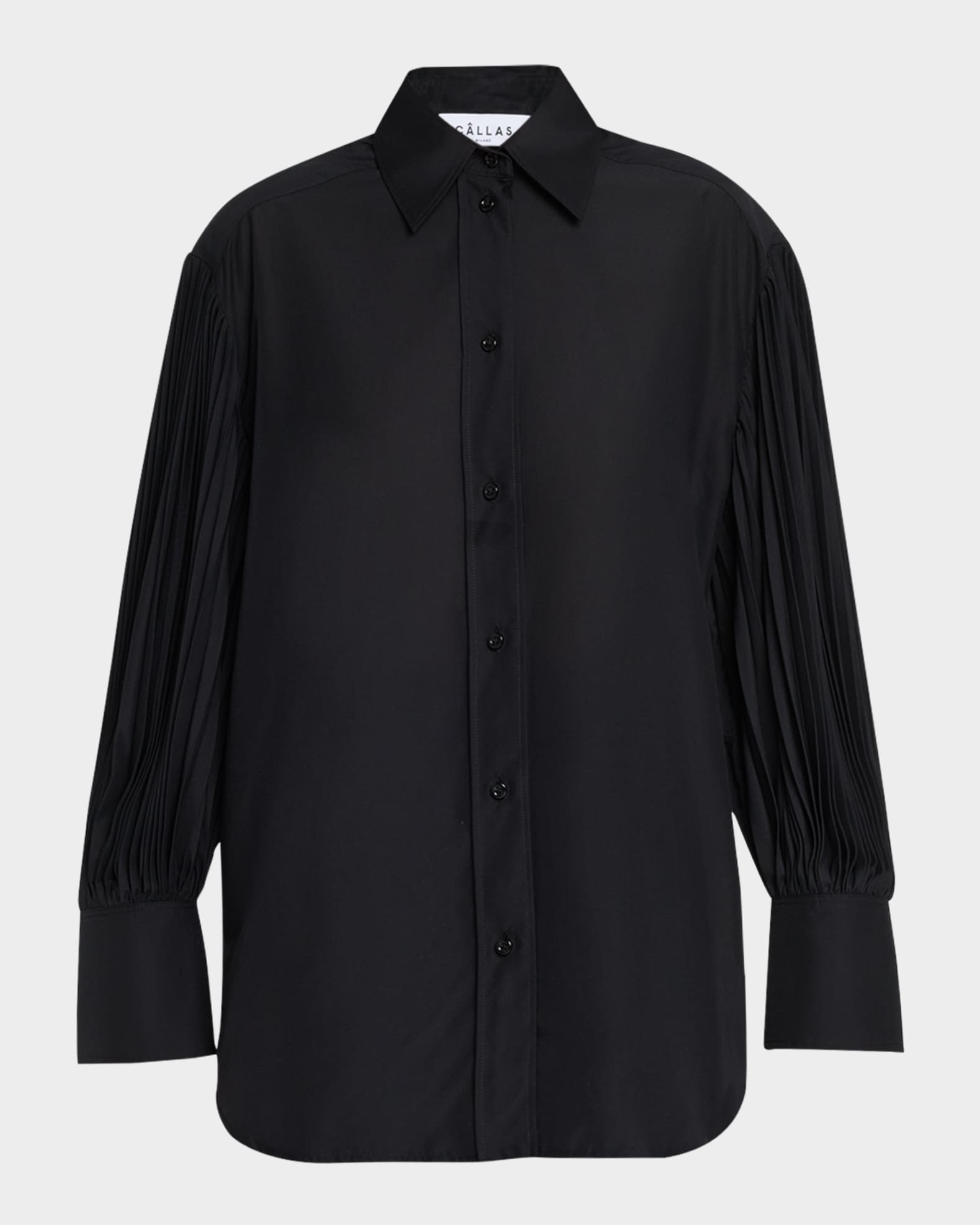 Viola Pleated-Sleeve Voile Blouse 0