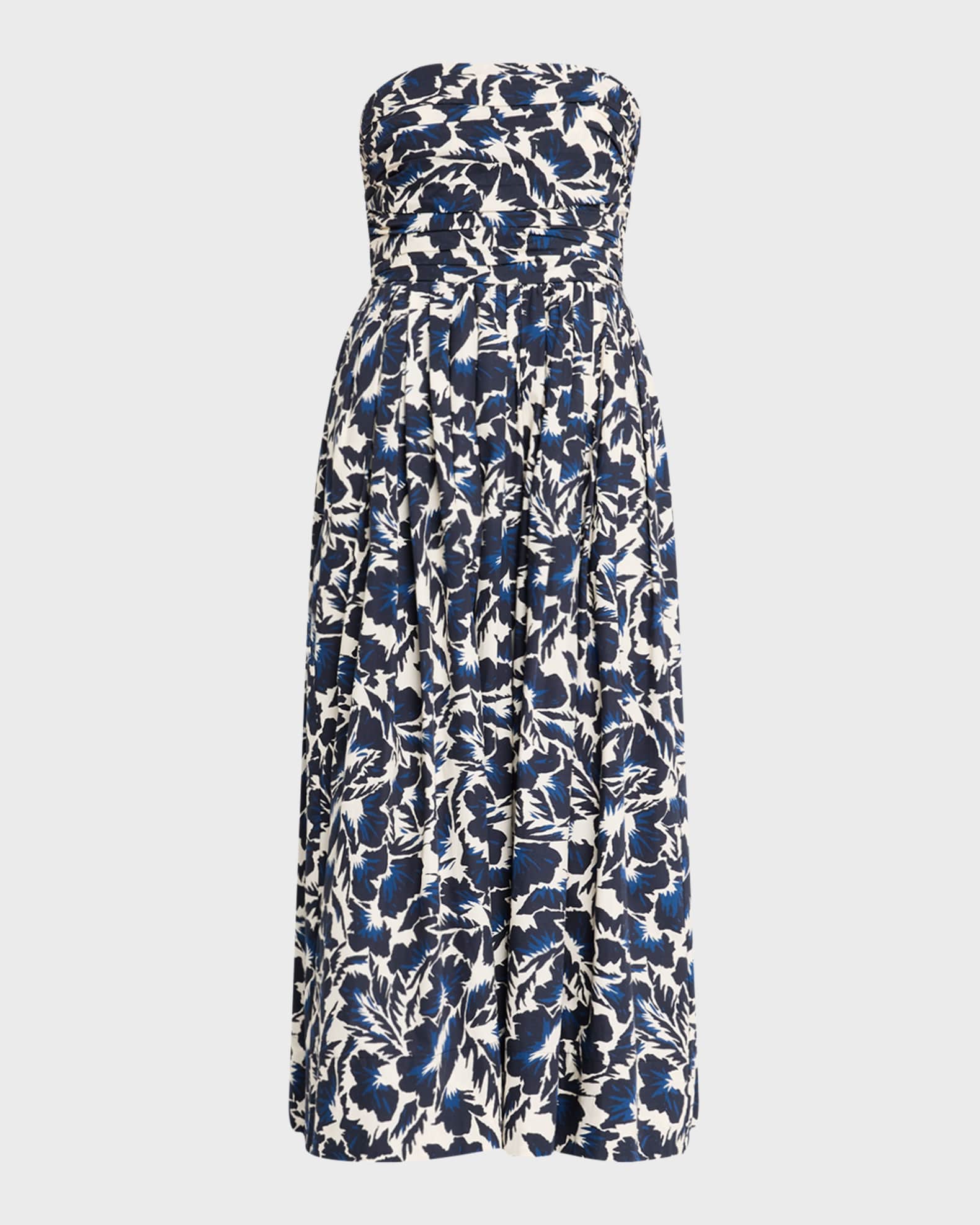 Tate Printed Strapless Midi Dress 0