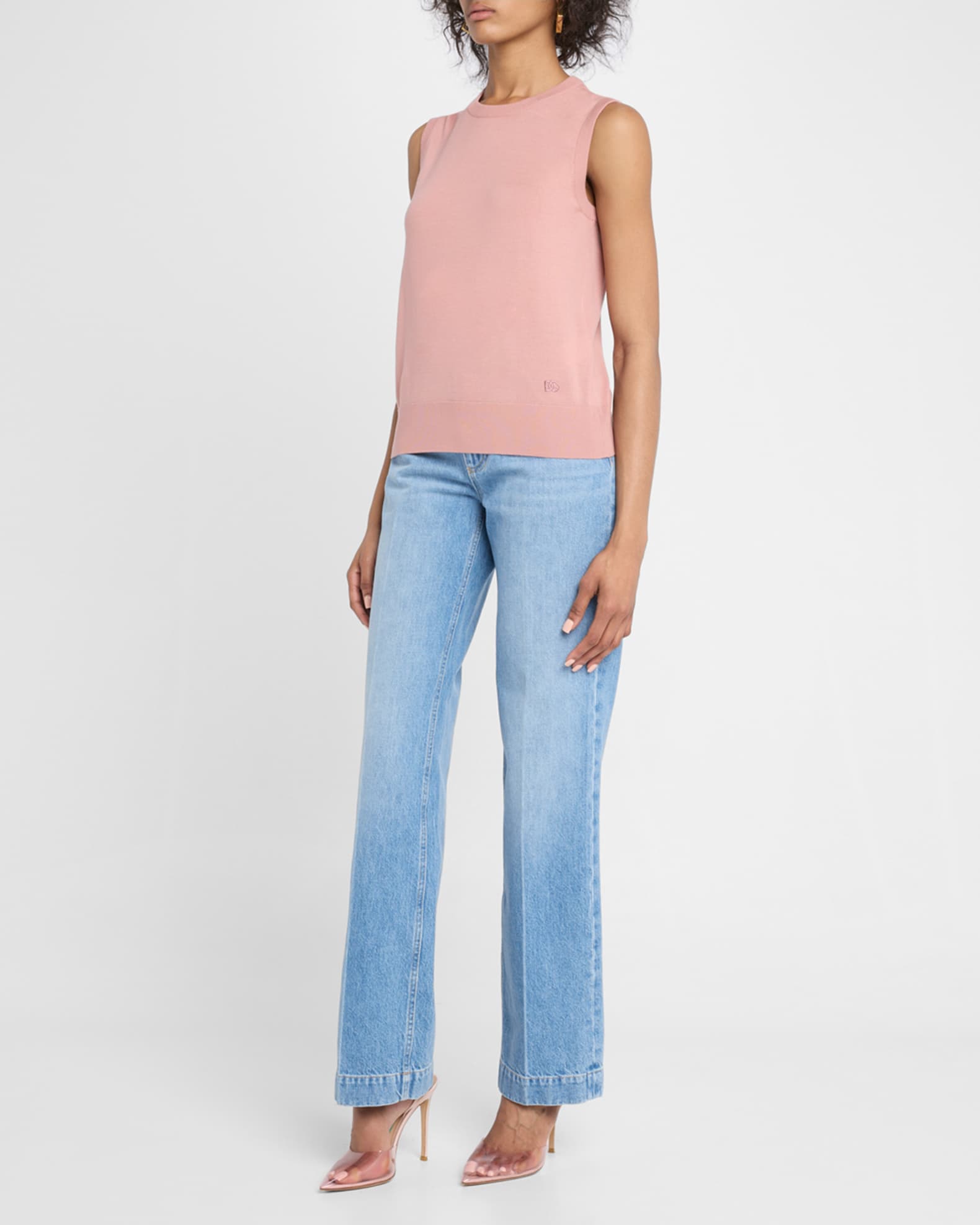 Virgin Wool Sleeveless Crewneck Sweater 1