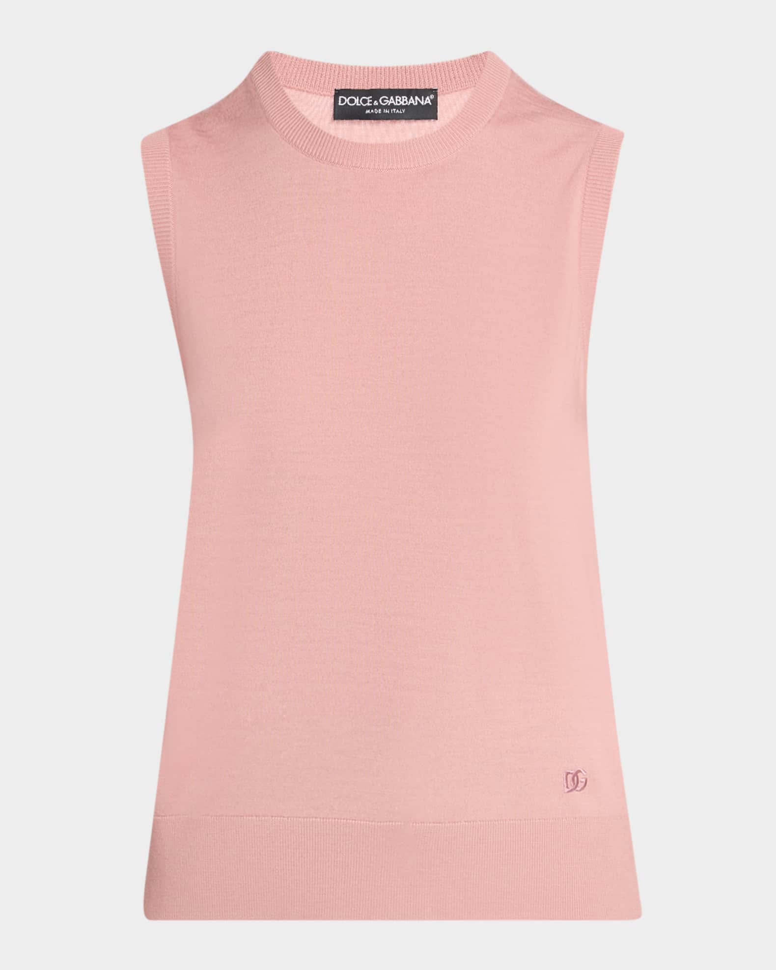 Virgin Wool Sleeveless Crewneck Sweater 0