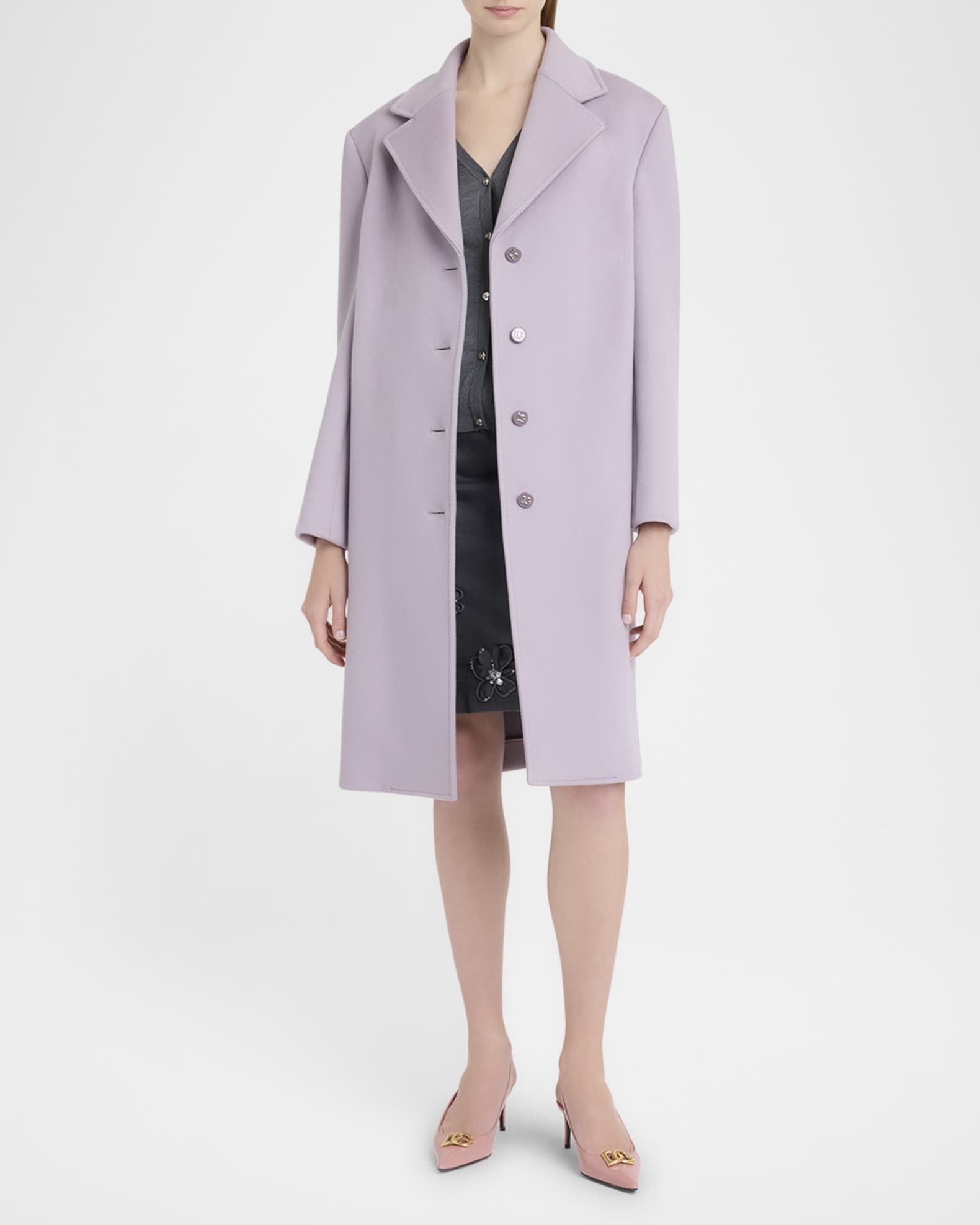 Single-Breasted Cashmere Long Coat 1
