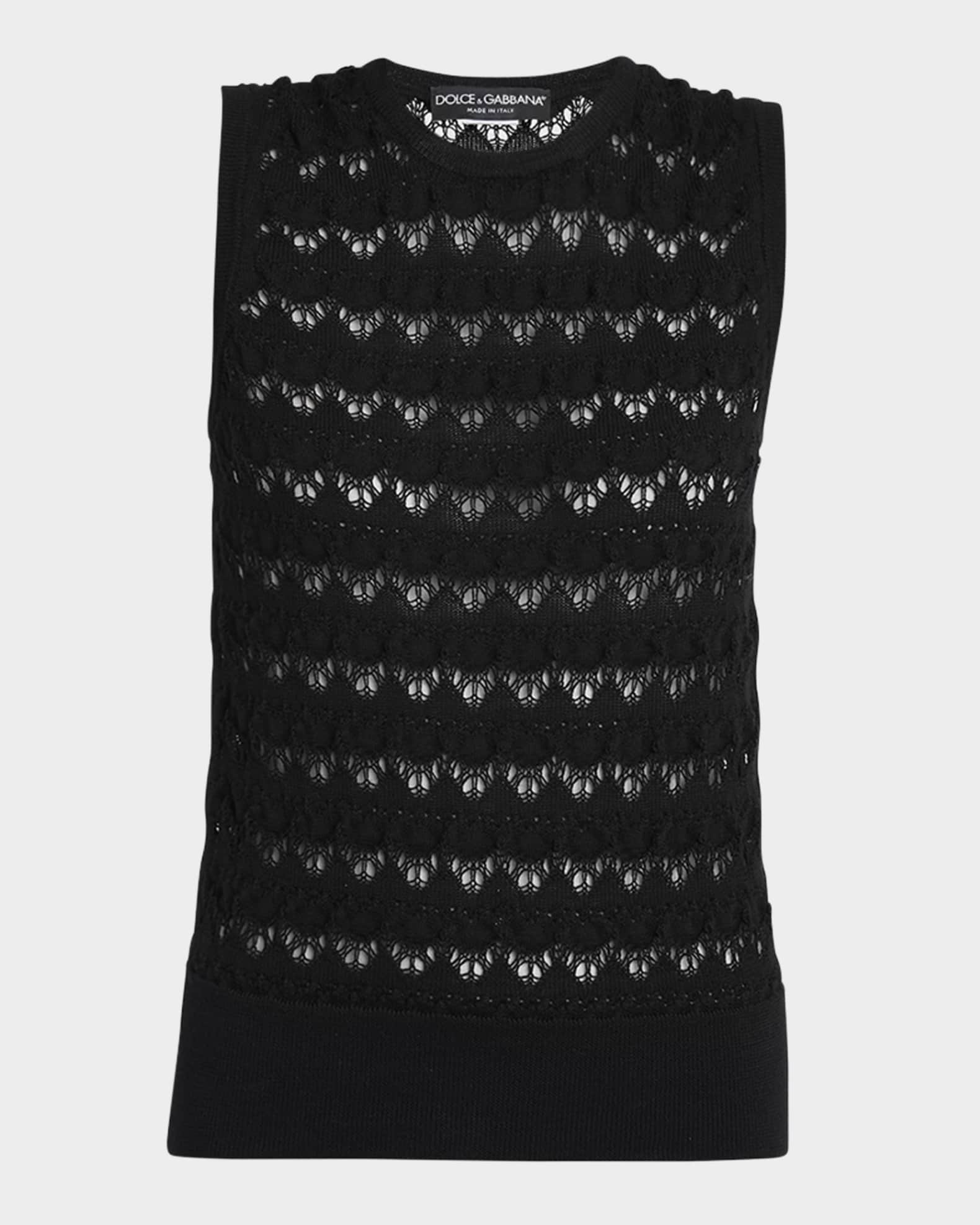 Chevron Open Lace Knit Tank Top 0