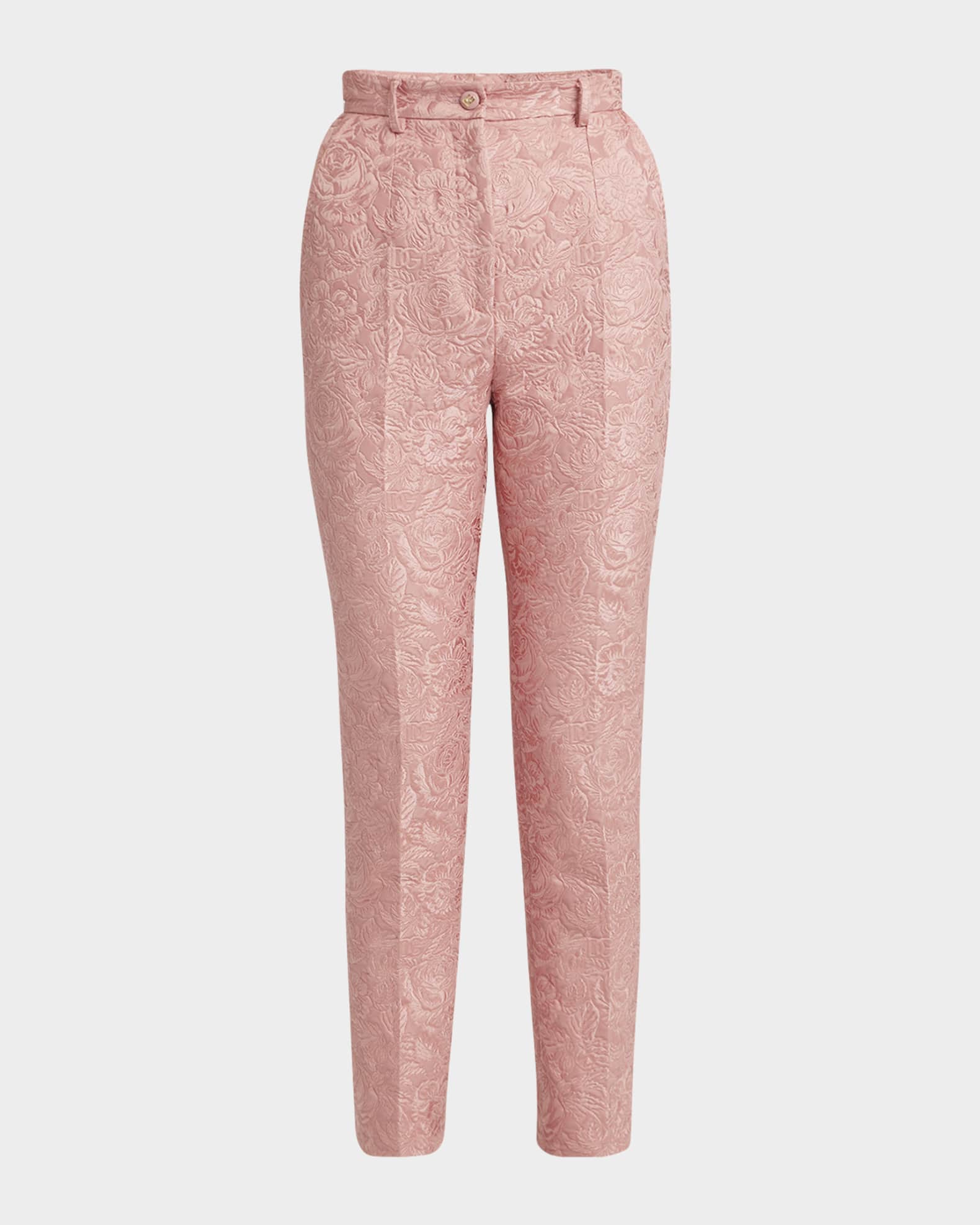Floral Jacquard Slim-Leg Ankle Pnats 0