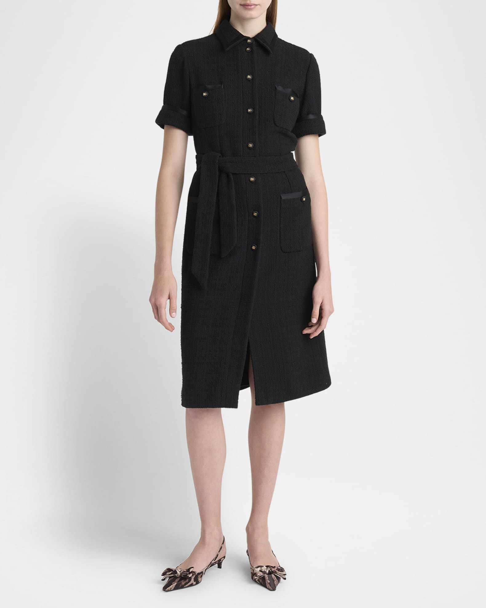 Rachel Tweed Belted Midi Shirtdress 1