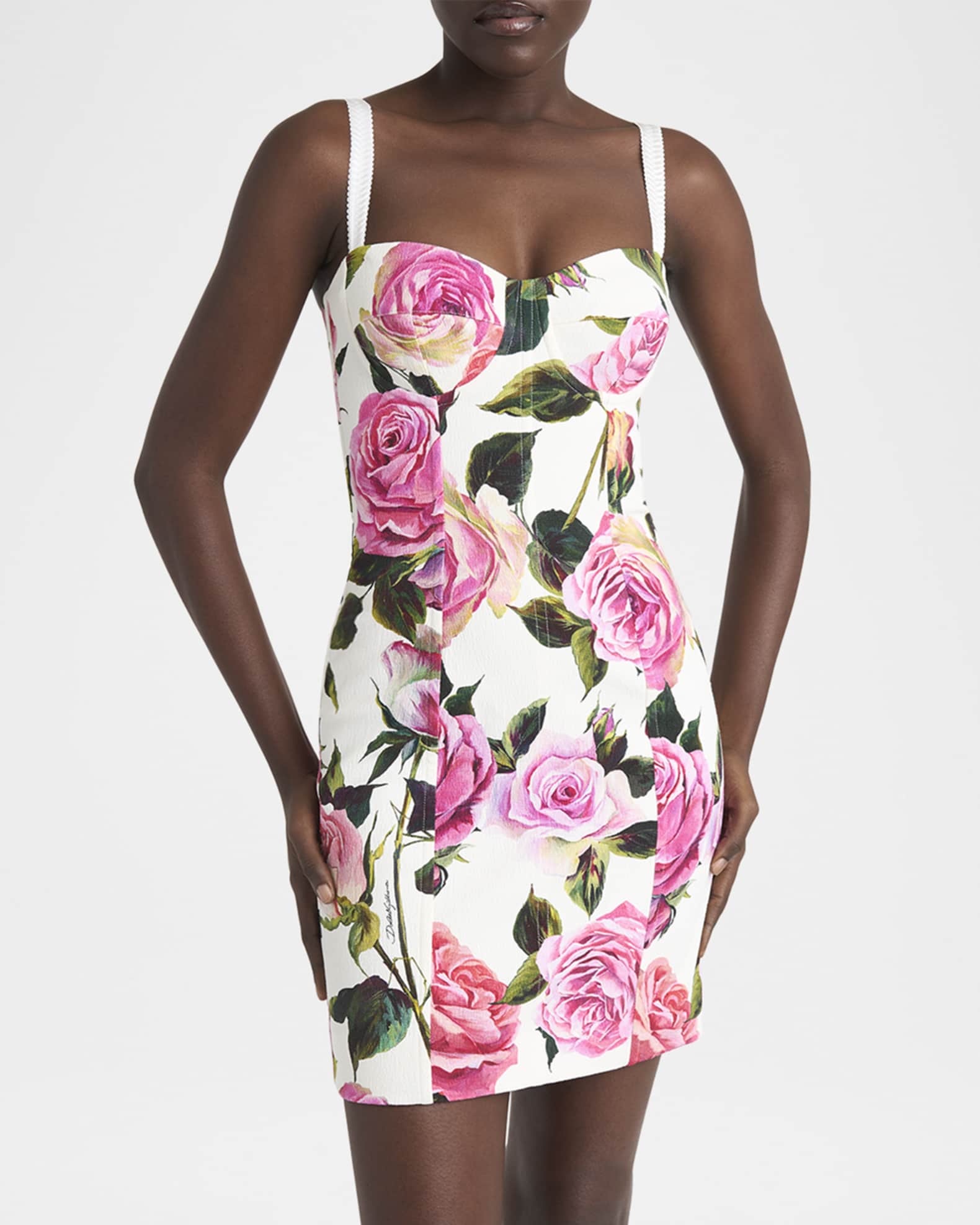 【送料&関税込】Dolce & Gabbana Peony Print Mini Dress Dolce & Gabbana - Peony Print Jacquard Cotton Mini Dress