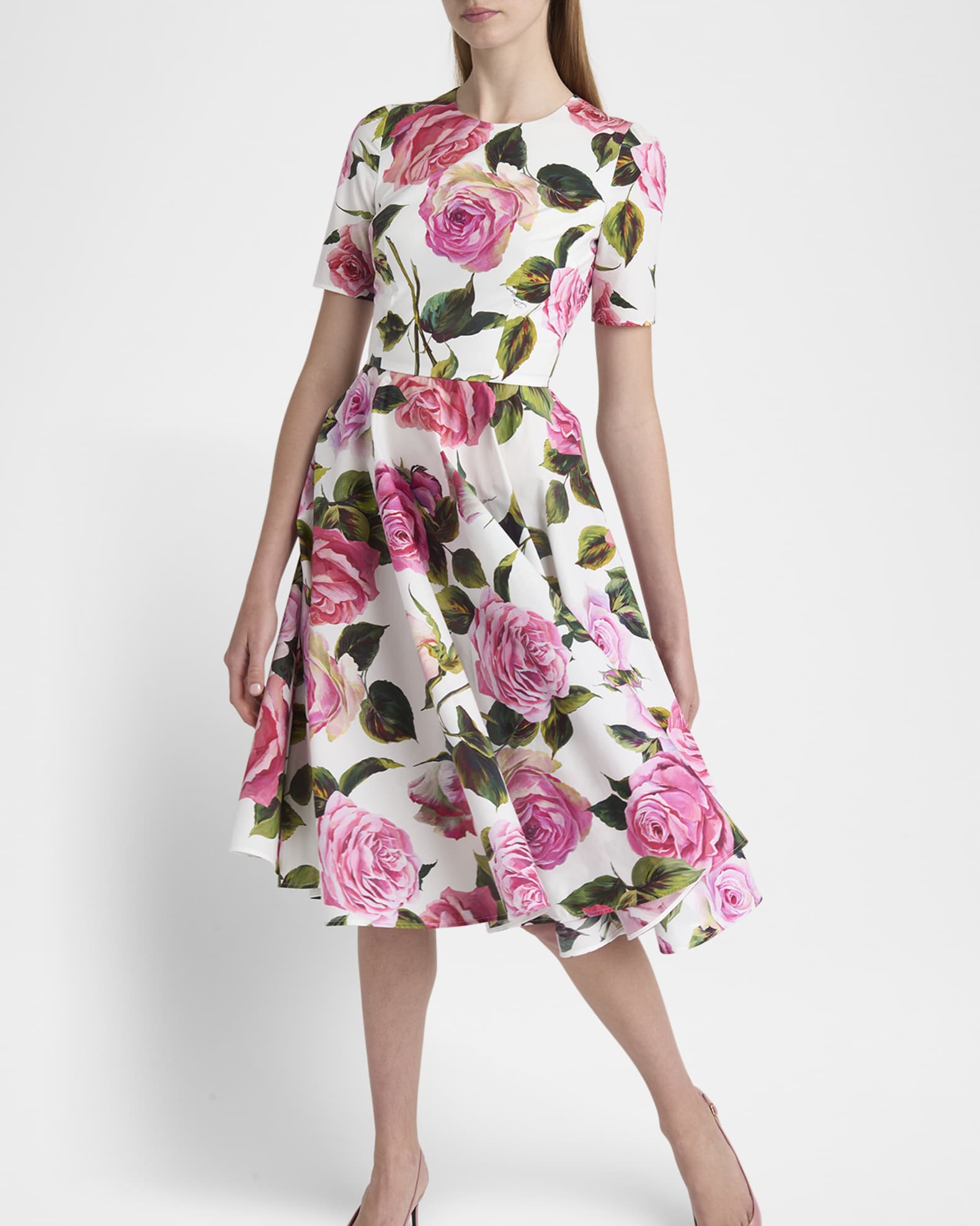 Dolce & Gabbana Pink A-line Flare Viscose Sleeveless Dress