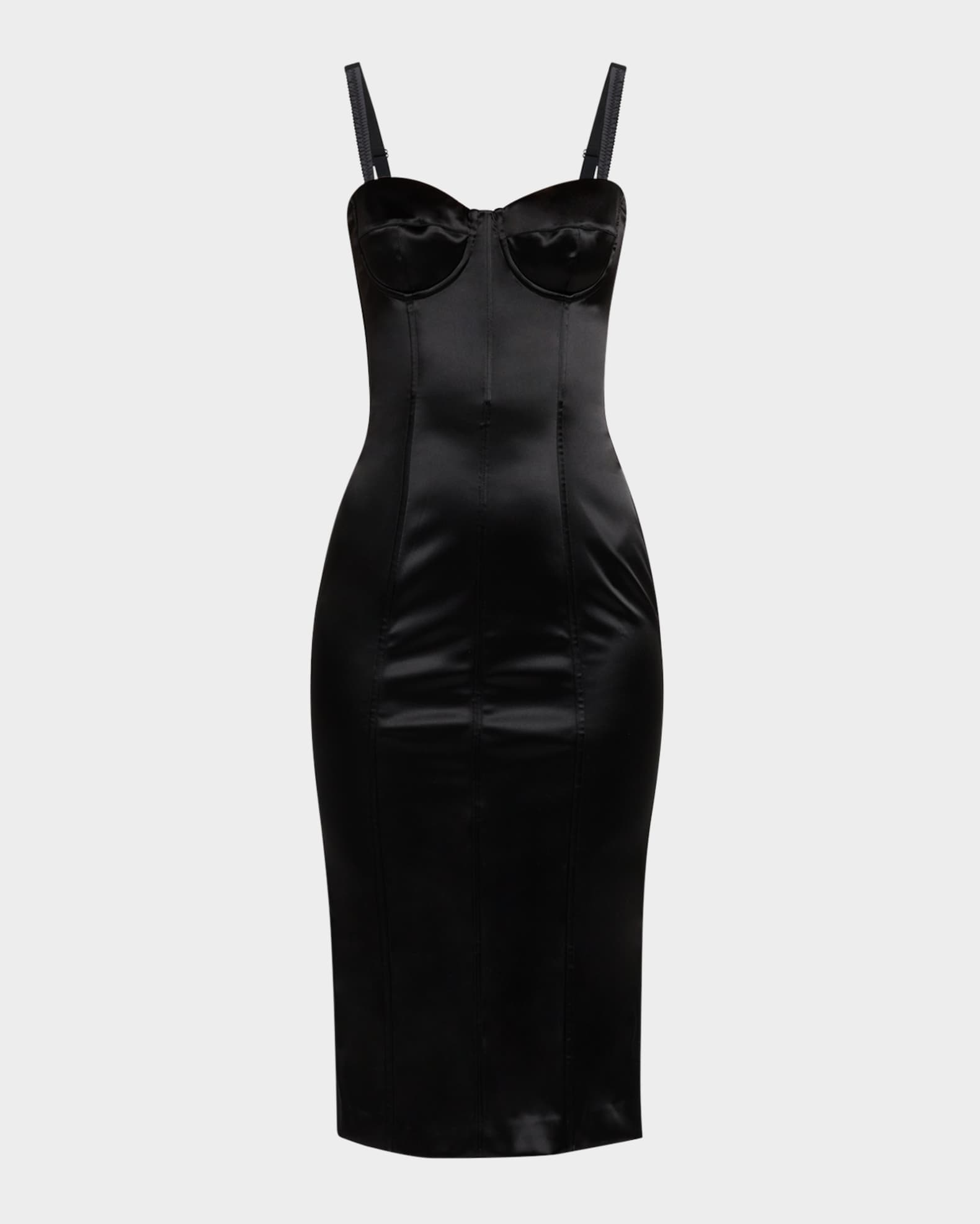 Corset Satin Stretch Longuette Midi Dress 0