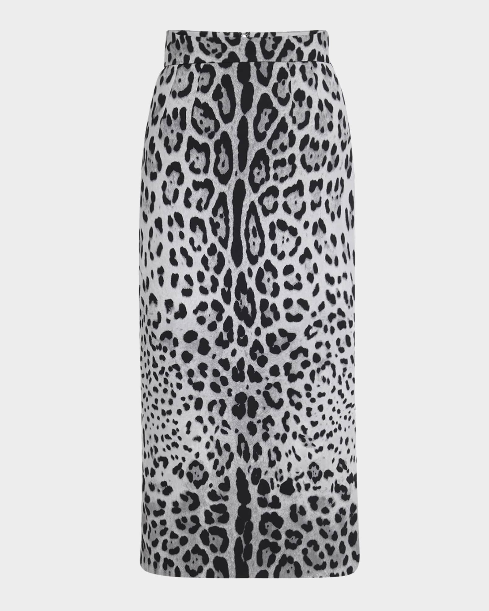 スカート DOLCE & GABBANA LEOPARD PRINT CHARMEUSE LONGUETTE SKIRT Dolce&Gabbana Leopard-Print Silk Charmeuse Midi Skirt