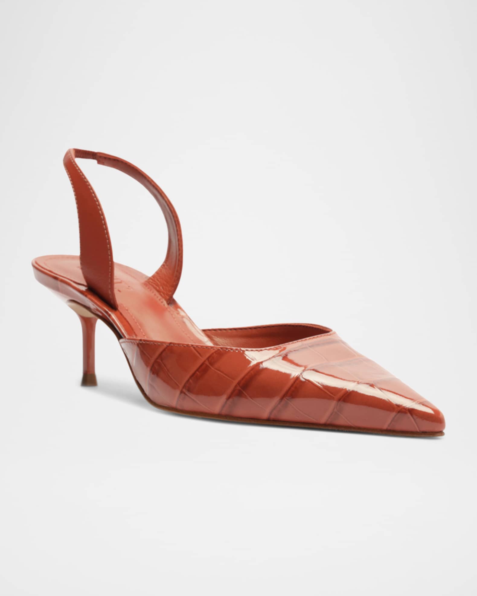 Paola Croc-Embossed Leather Slingback Pumps 1