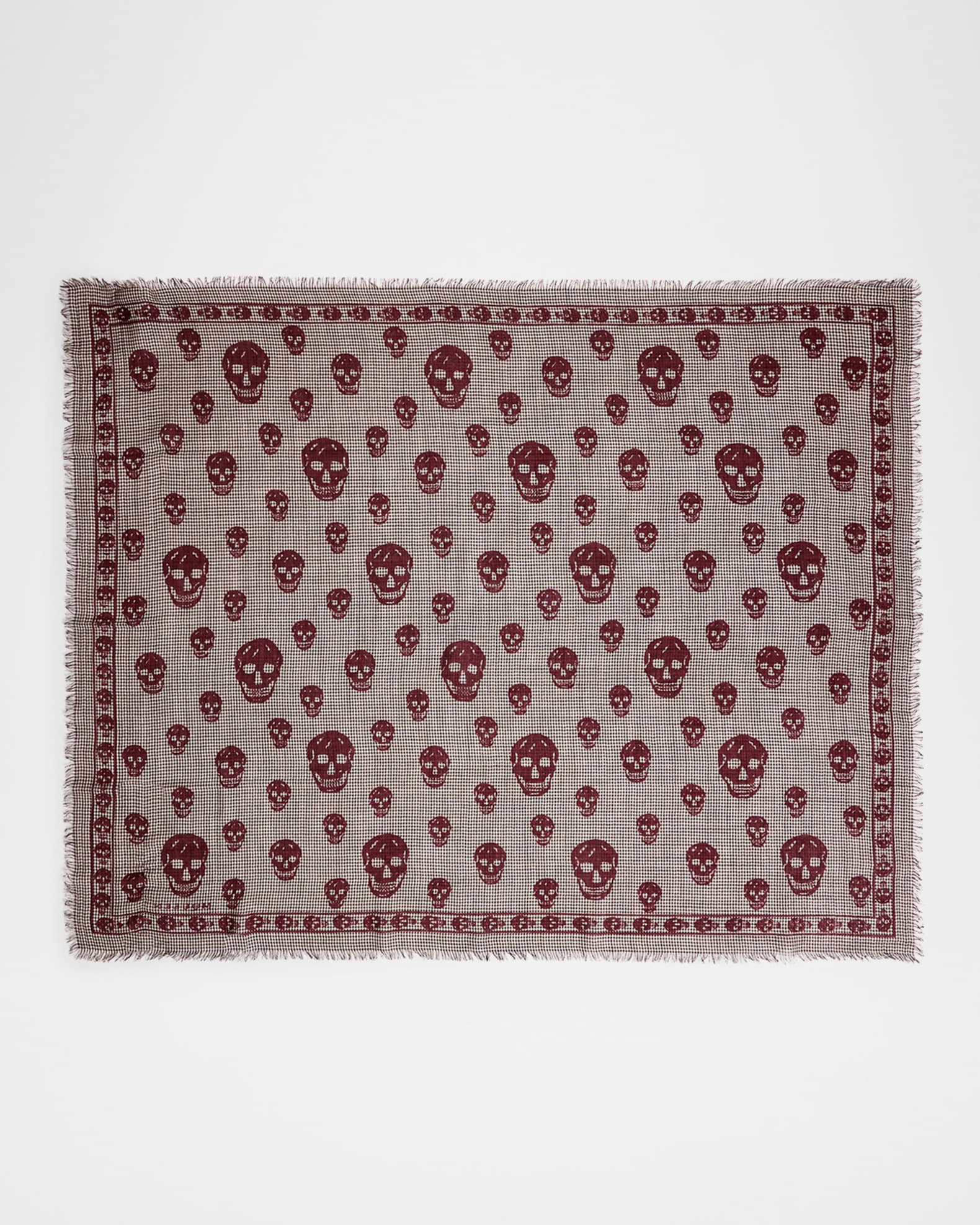 McQueen Men's Skull Houndstooth Scarf | Neiman Marcus